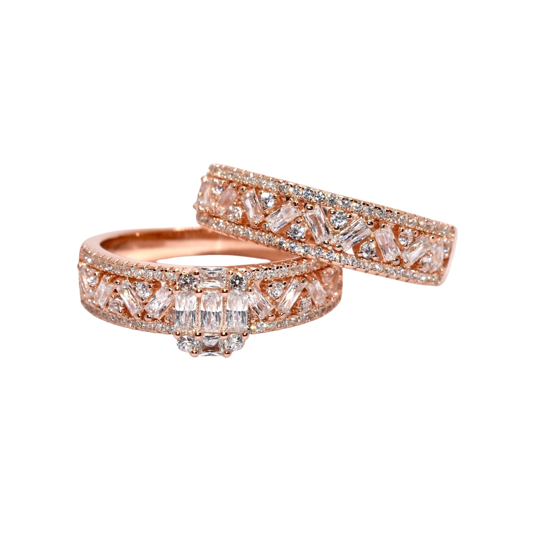 Rose Gold Emerald Dual Set Ring