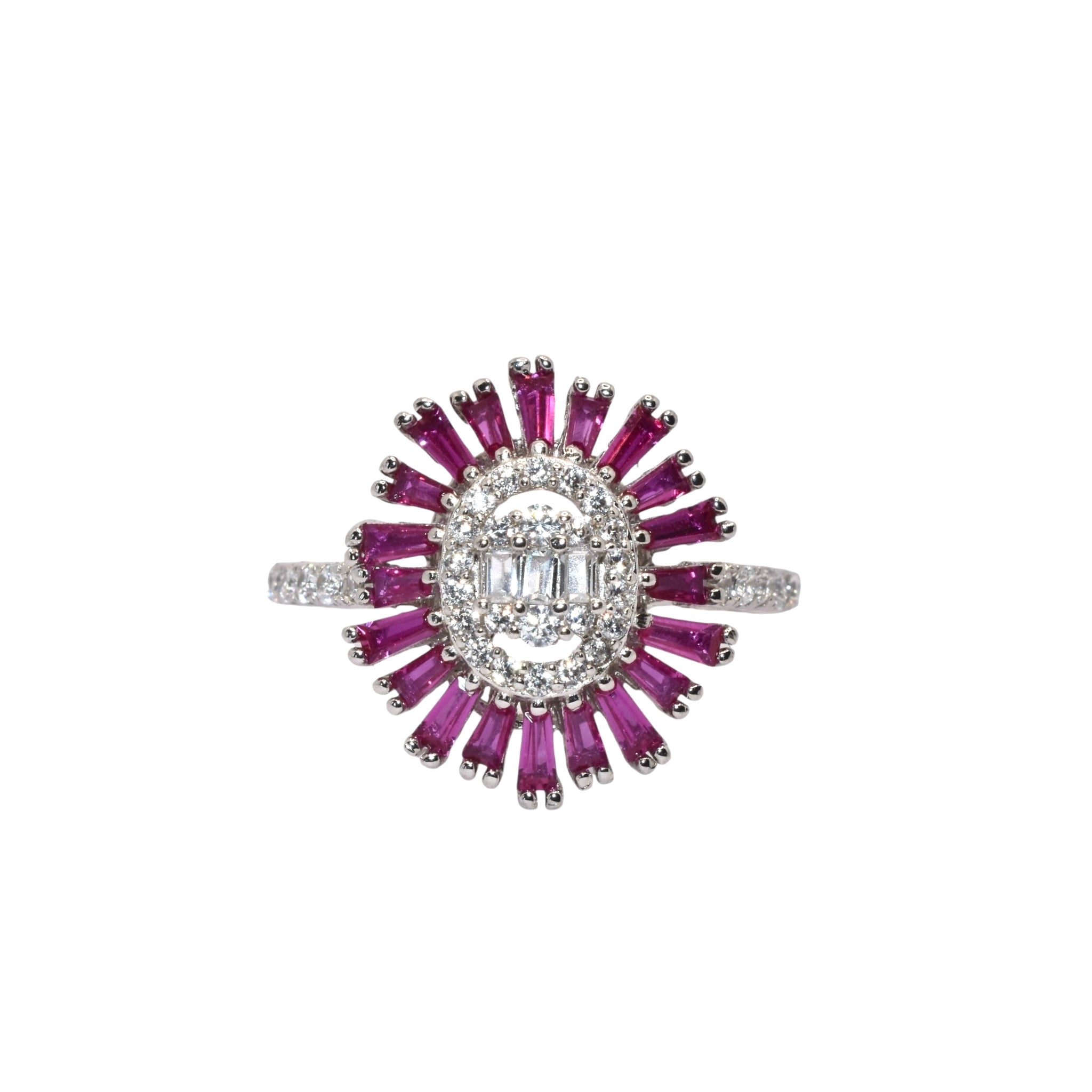 Ruby Coloured Flower Shape Ring