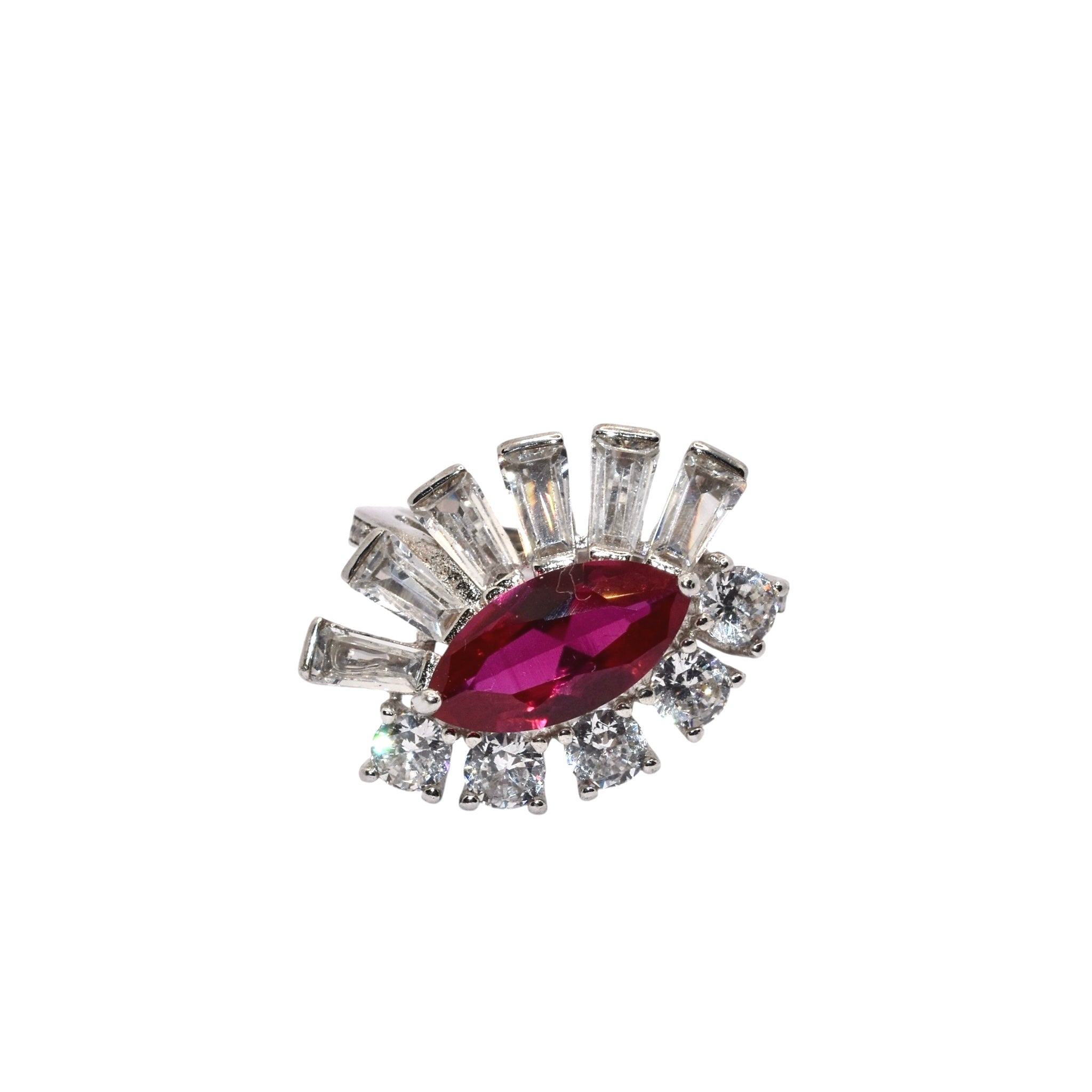 Ruby Coloured Marquise Shape Ring