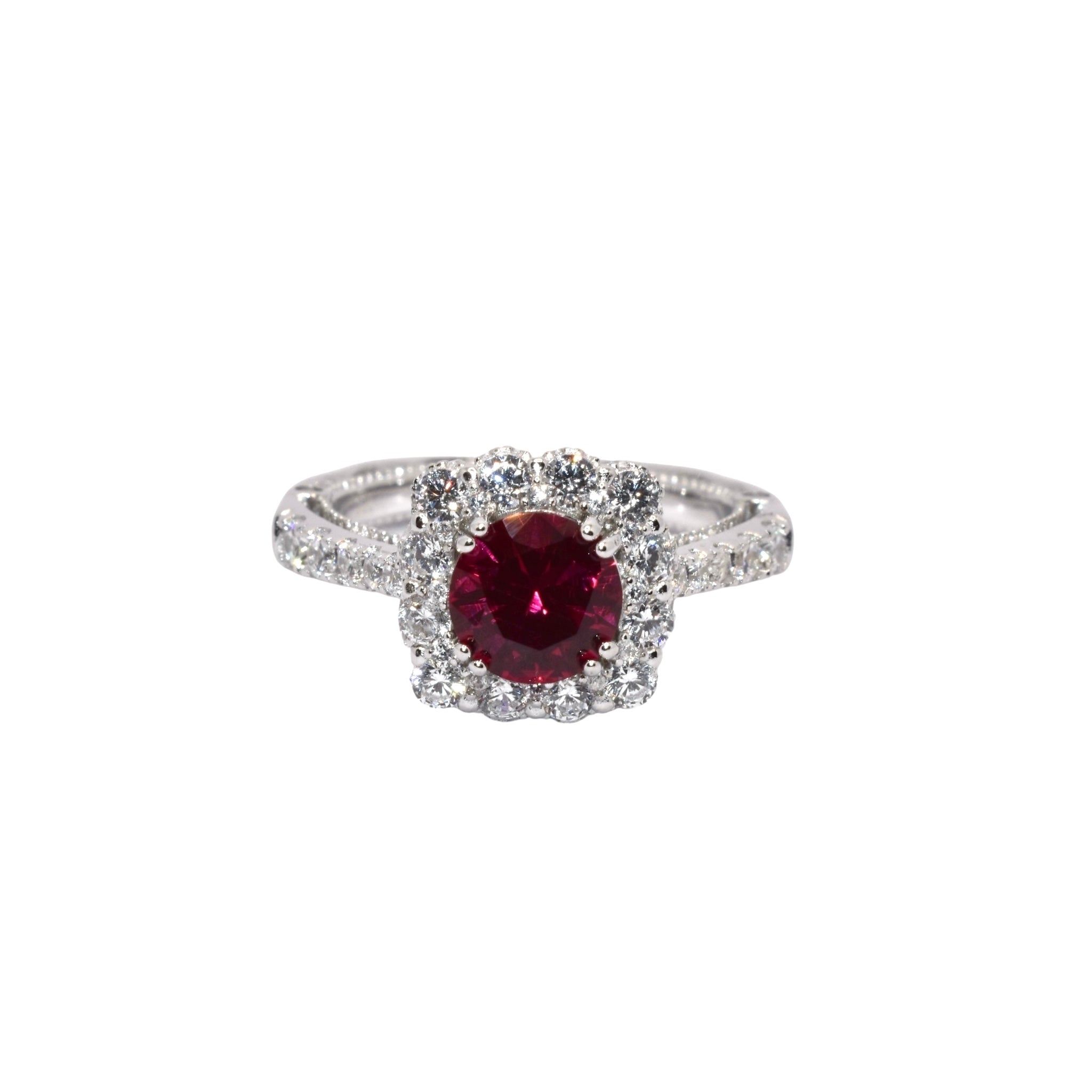 Ruby Coloured Solitaire Ring