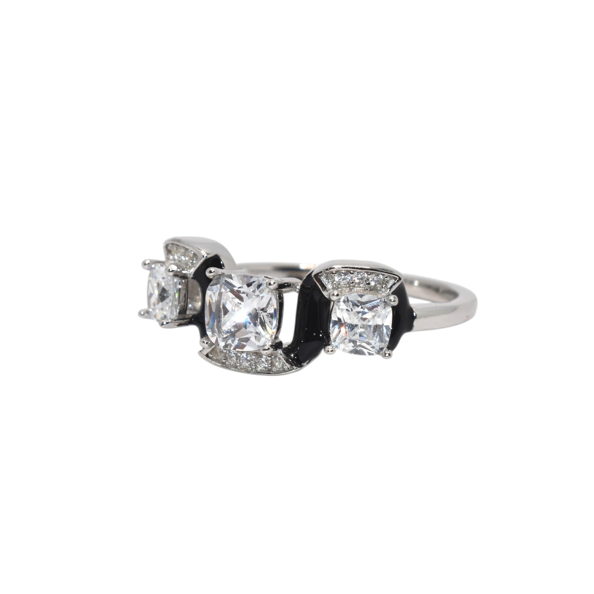 Cushion Cut Ring With Black Finish