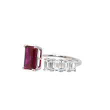 Ruby Coloured Emerald Cut Ring