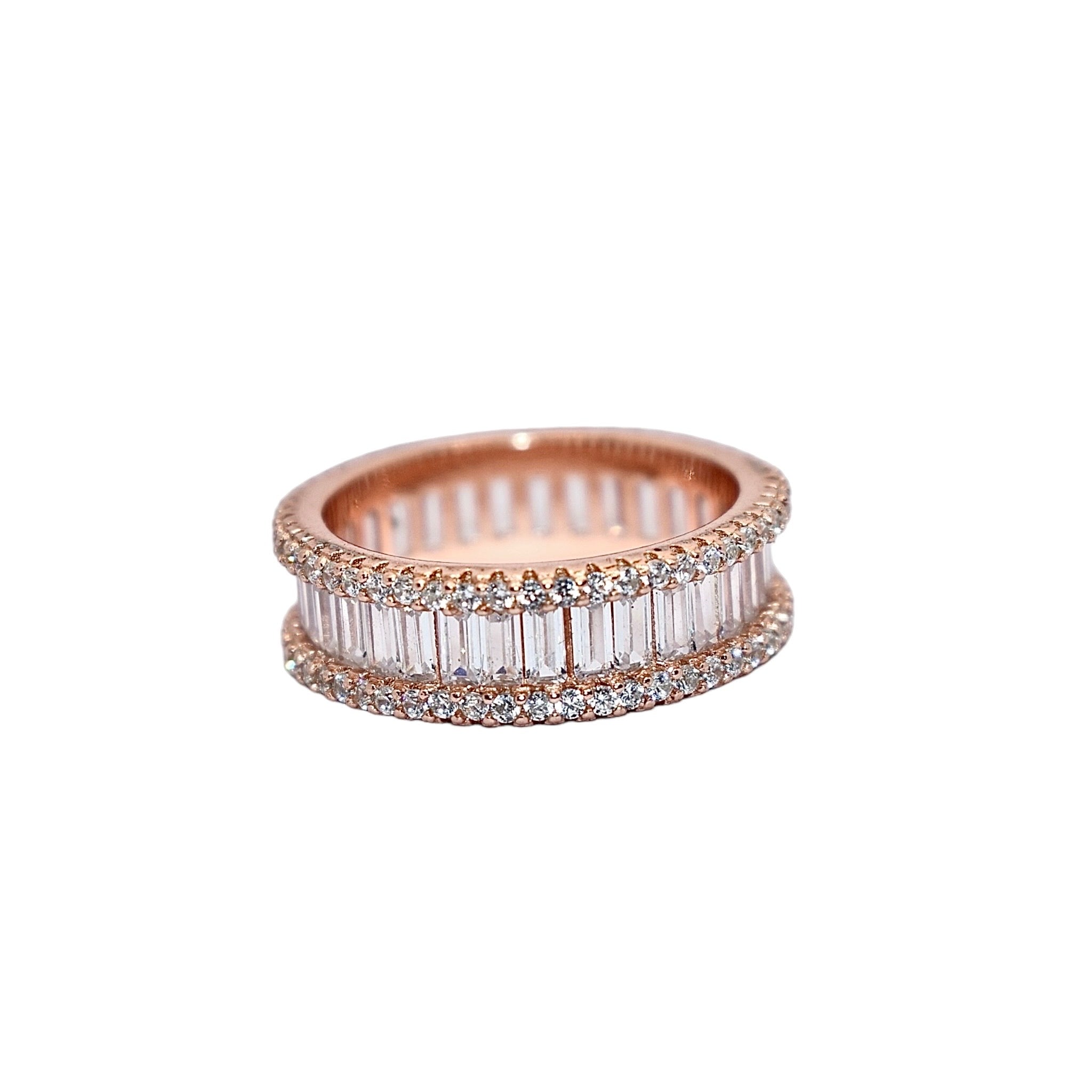 Emerald Cut rose gold band