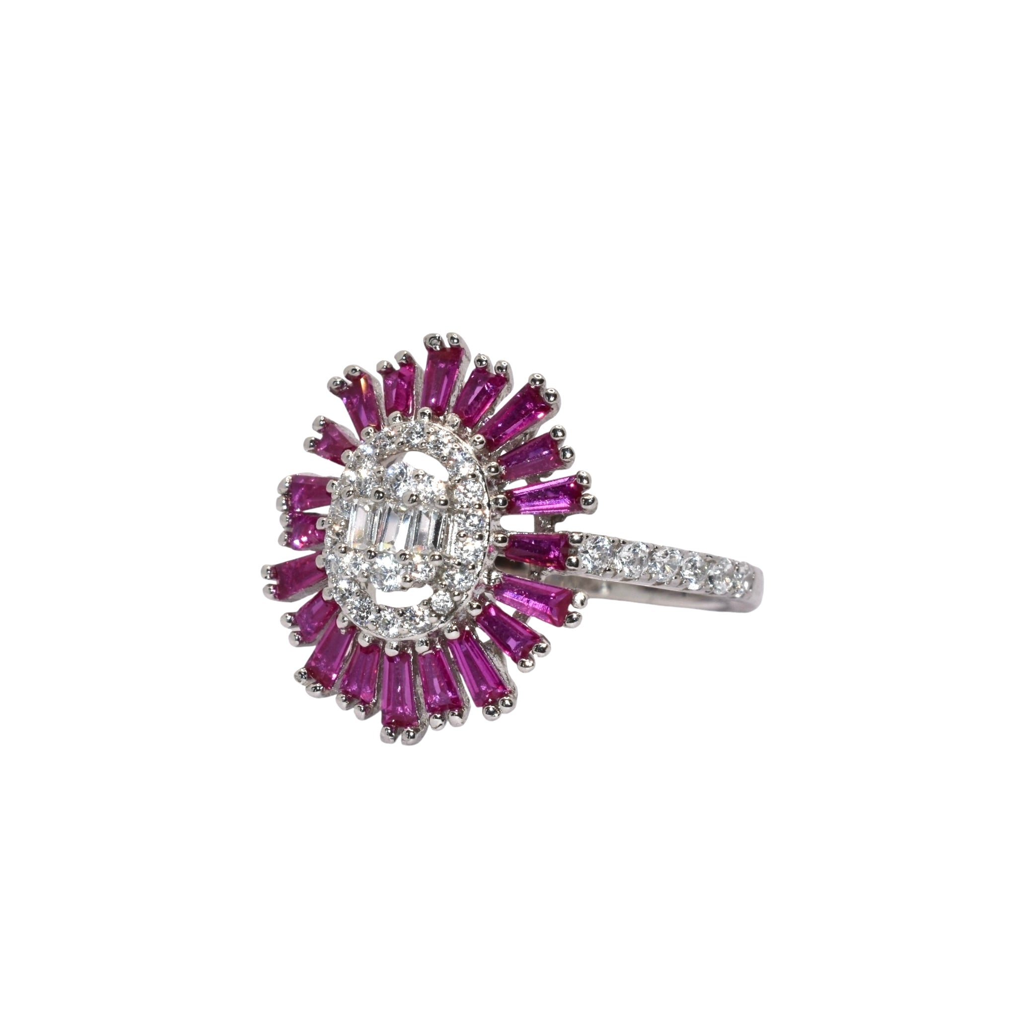 Ruby Coloured Flower Shape Ring