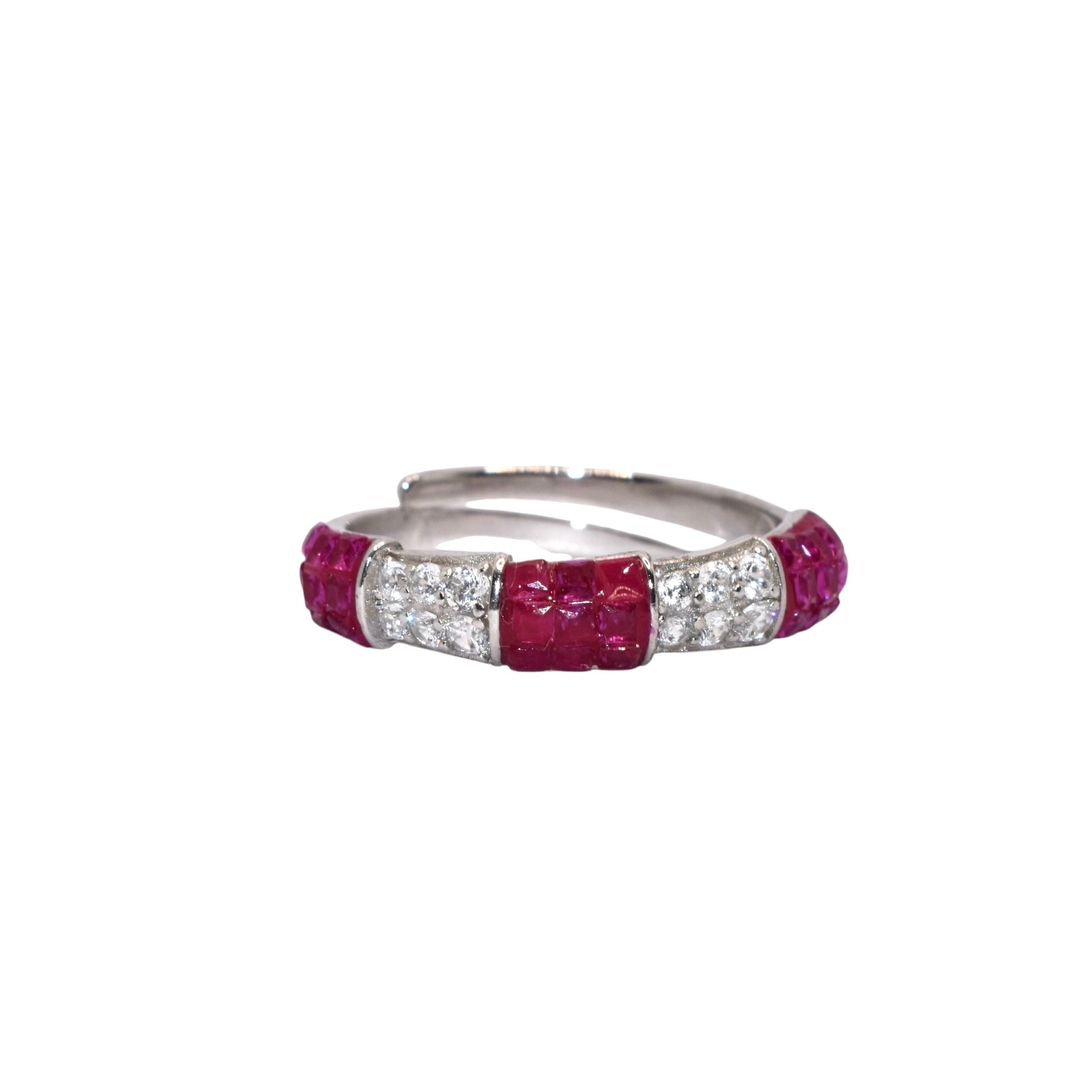 Adjustable Ruby Half Band Ring