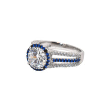 Halo Solitaire Ring With Sapphire Coloured Finish