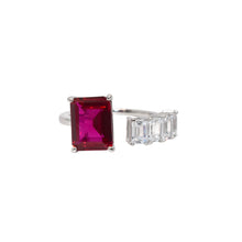 Ruby Coloured Emerald Cut Ring