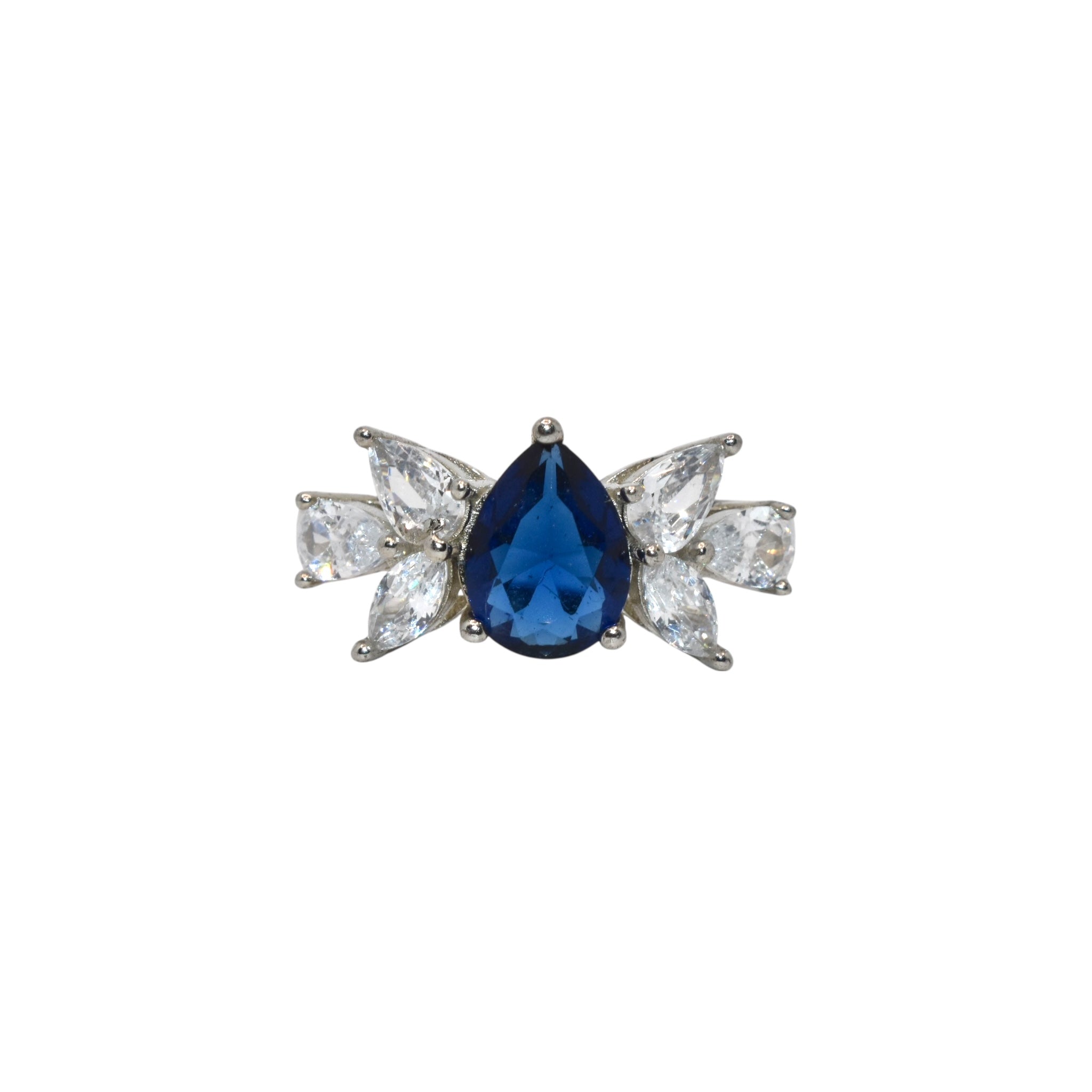 Sapphire Coloured Pear Shape Ring
