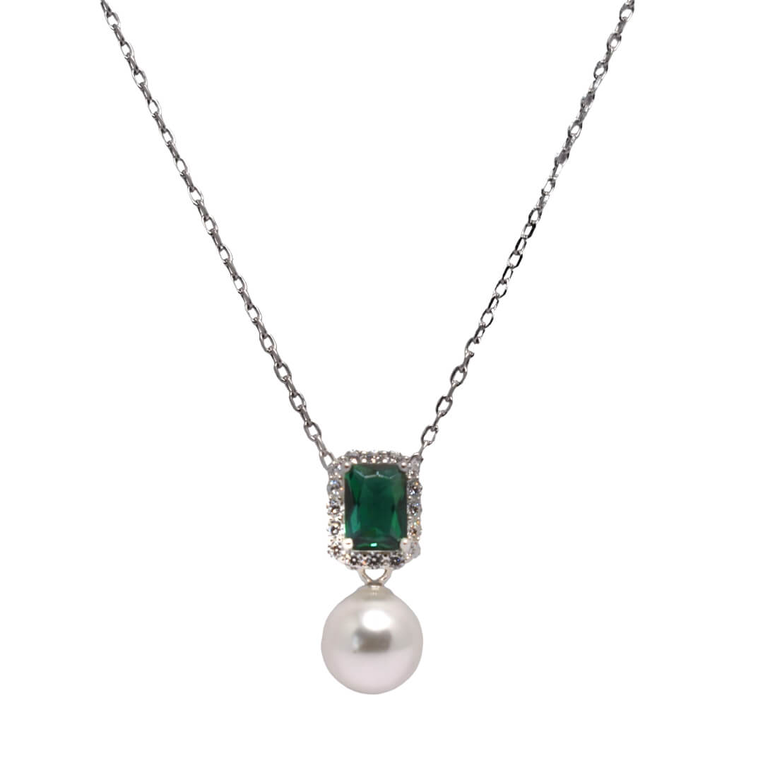 Emerald Coloured Pearl Chain Pendant