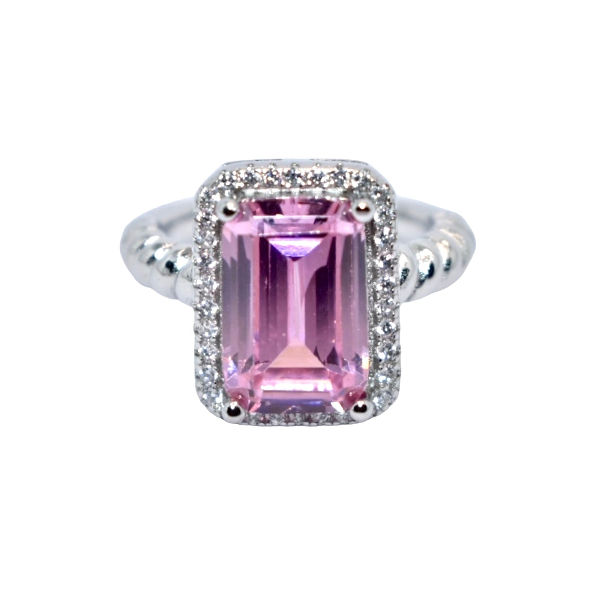 Halo Pink Coloured Ring