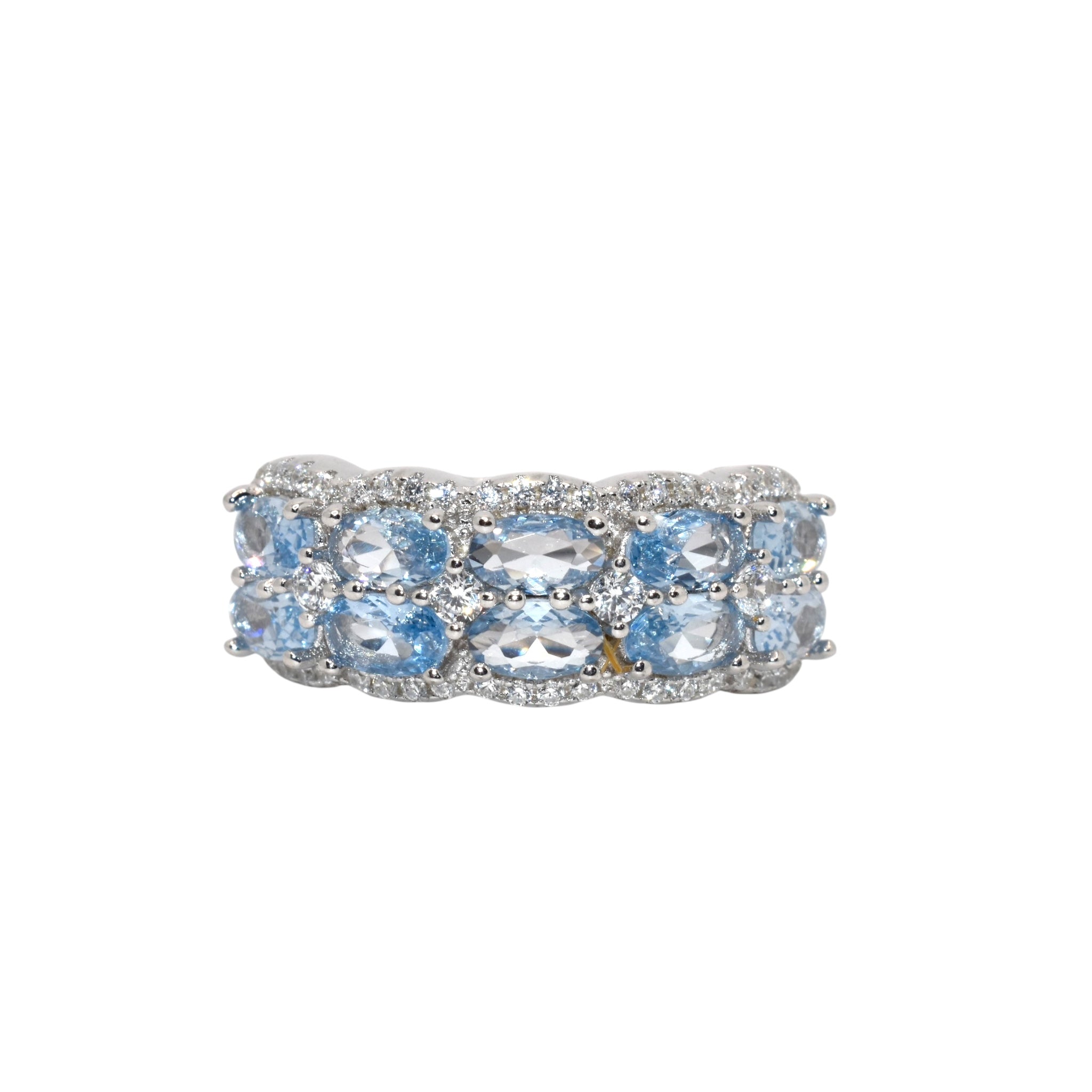 Aquamarine Coloured Half Band Ring
