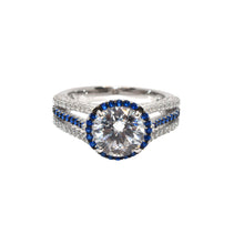 Halo Solitaire Ring With Sapphire Coloured Finish