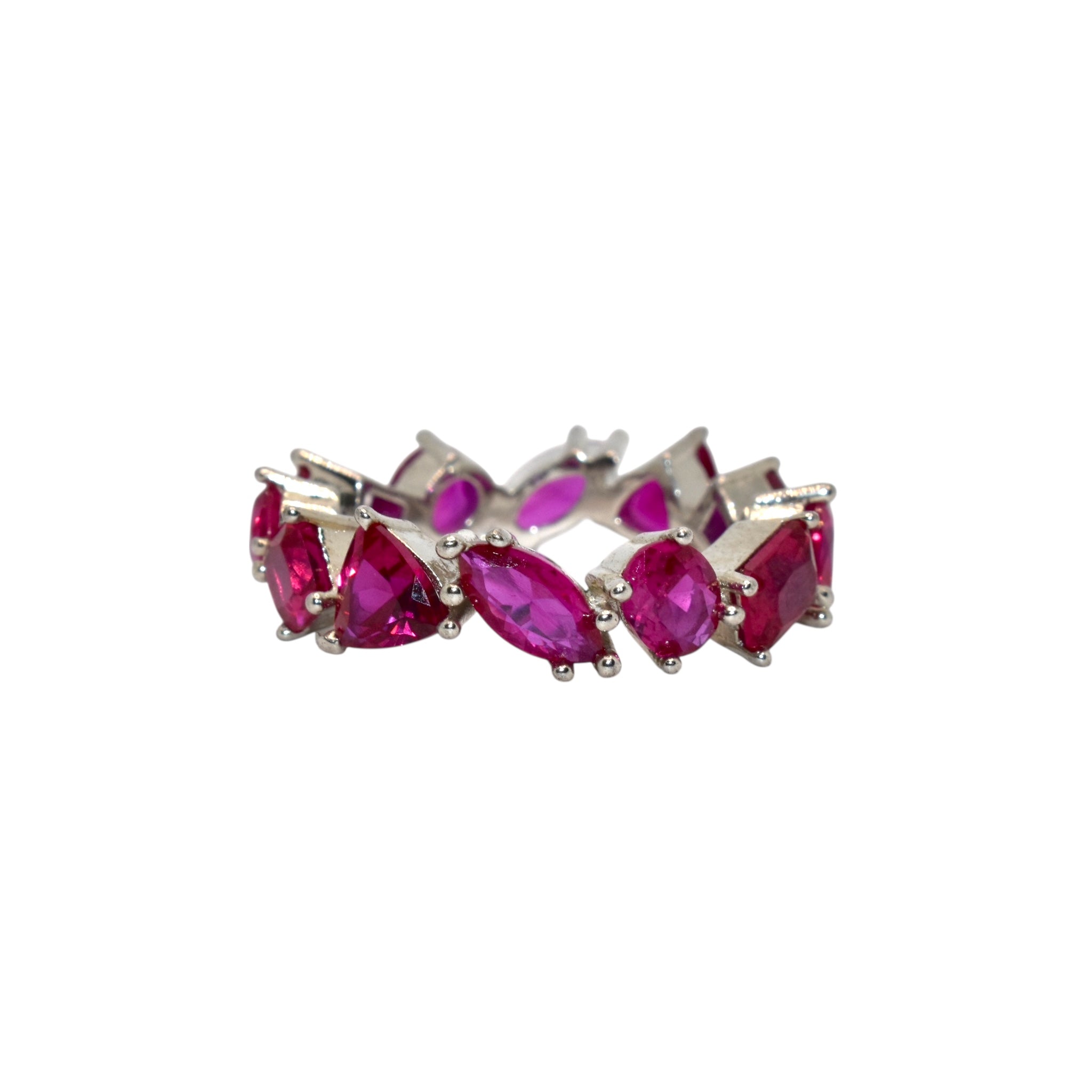 Ruby Coloured Multi Shape Ring