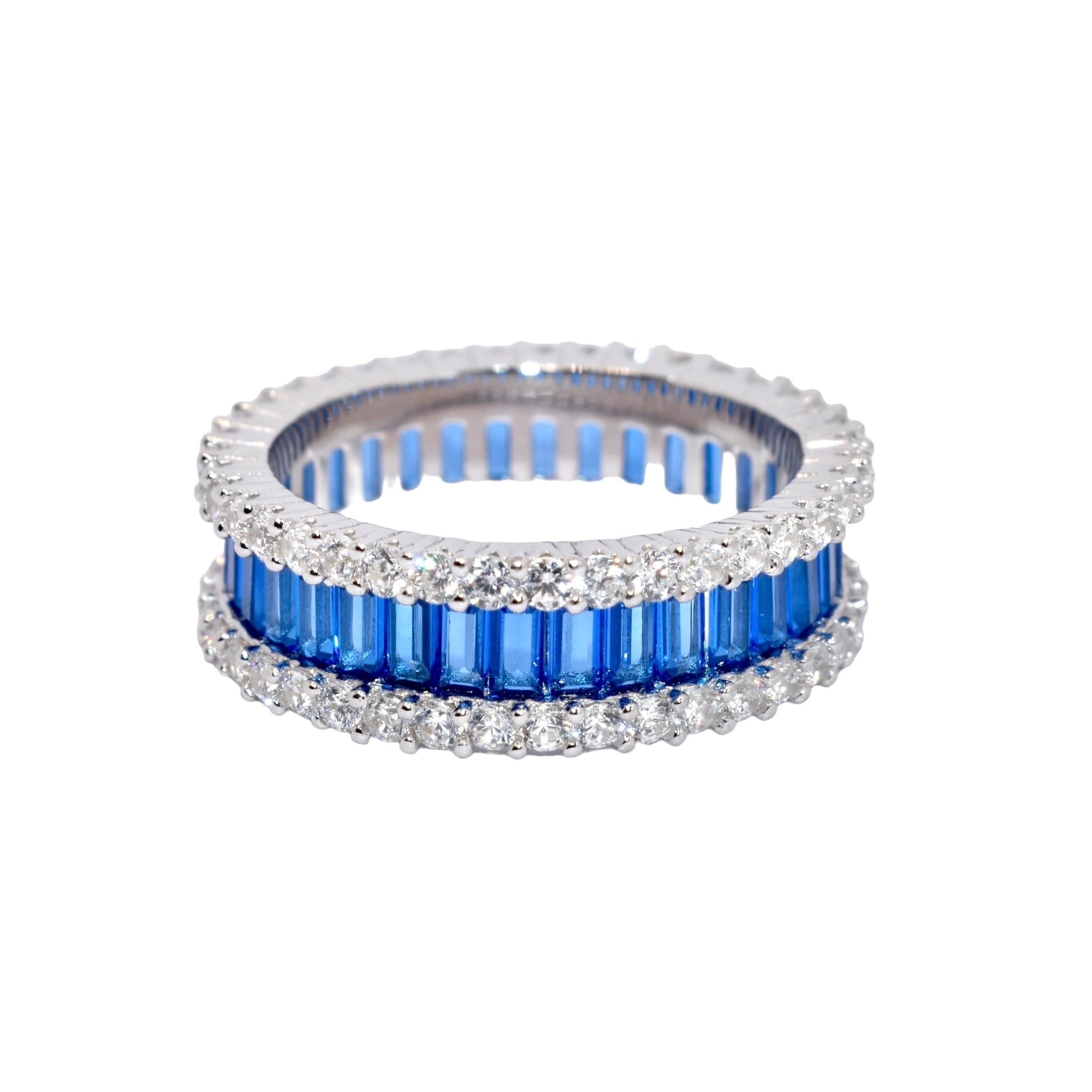 Sapphire Coloured Baguette Band Ring