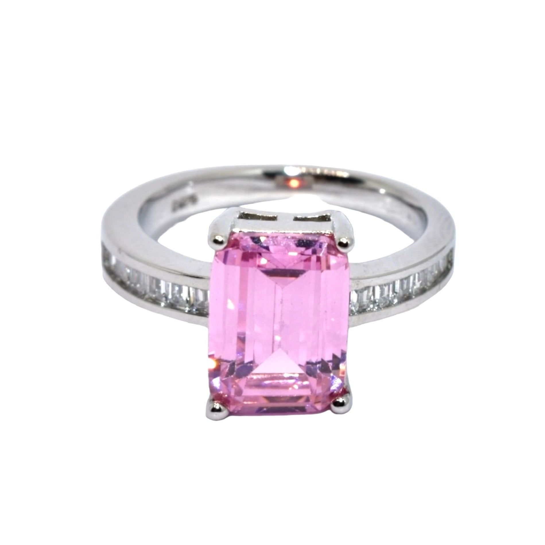 Pink Coloured Baguette Ring