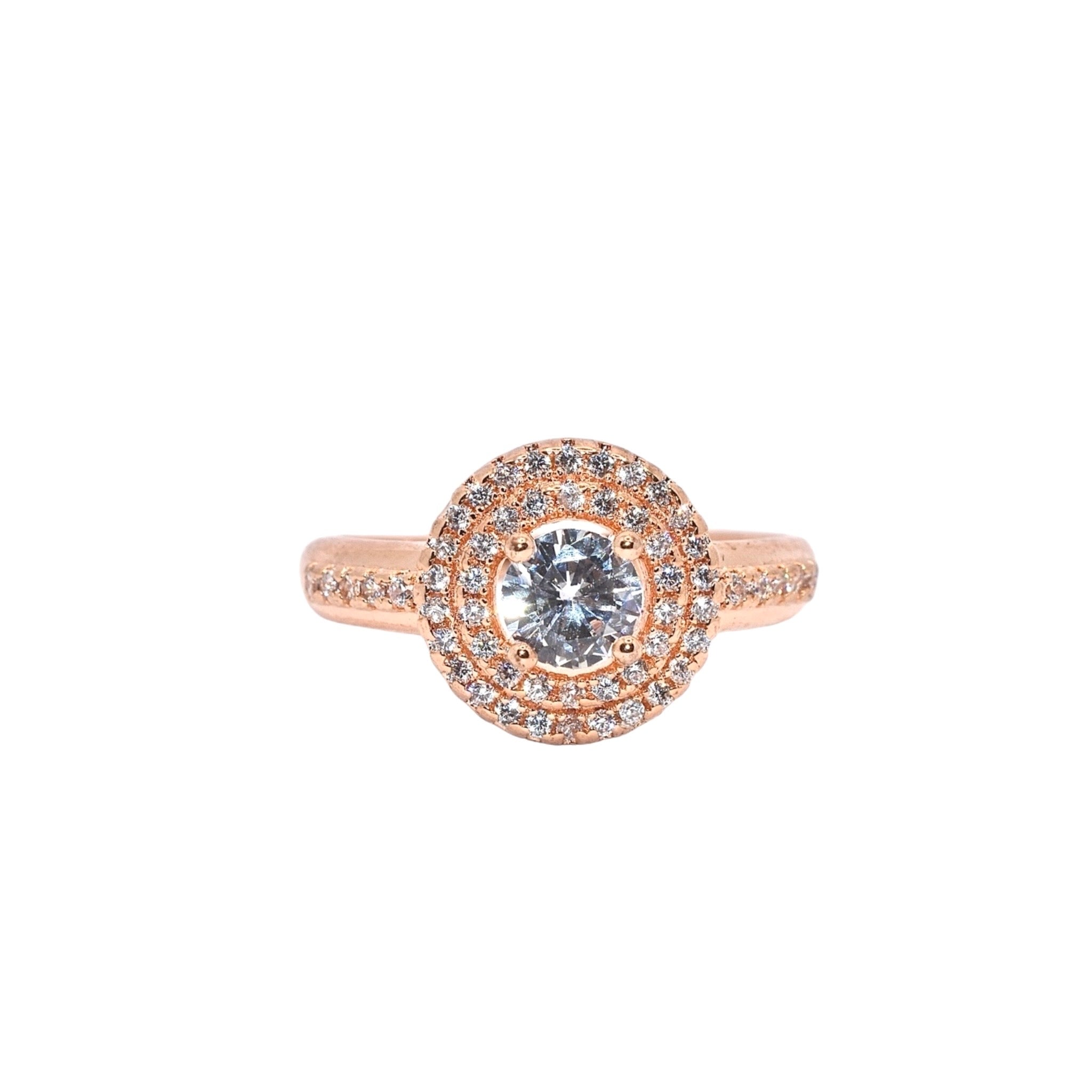 Rose Gold Double halo Solitaire Ring