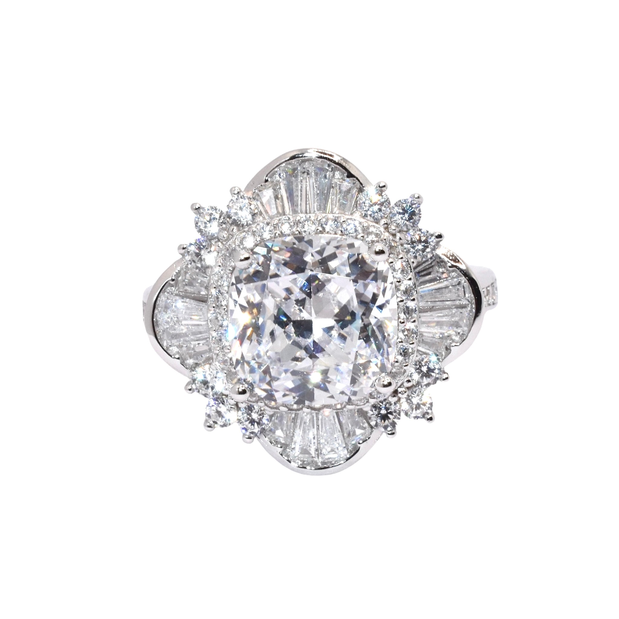 Cushion Cut Baguette Ring