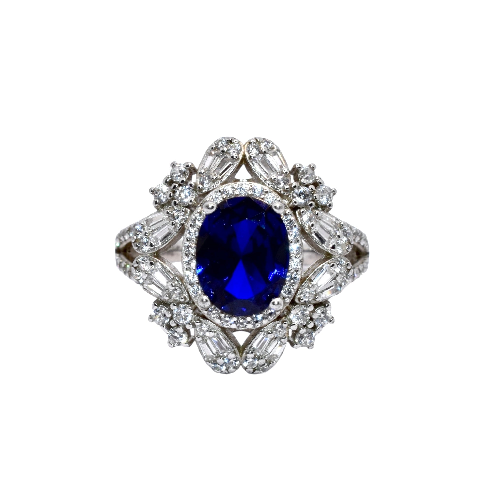 Sapphire Coloured Oval Shape Ring