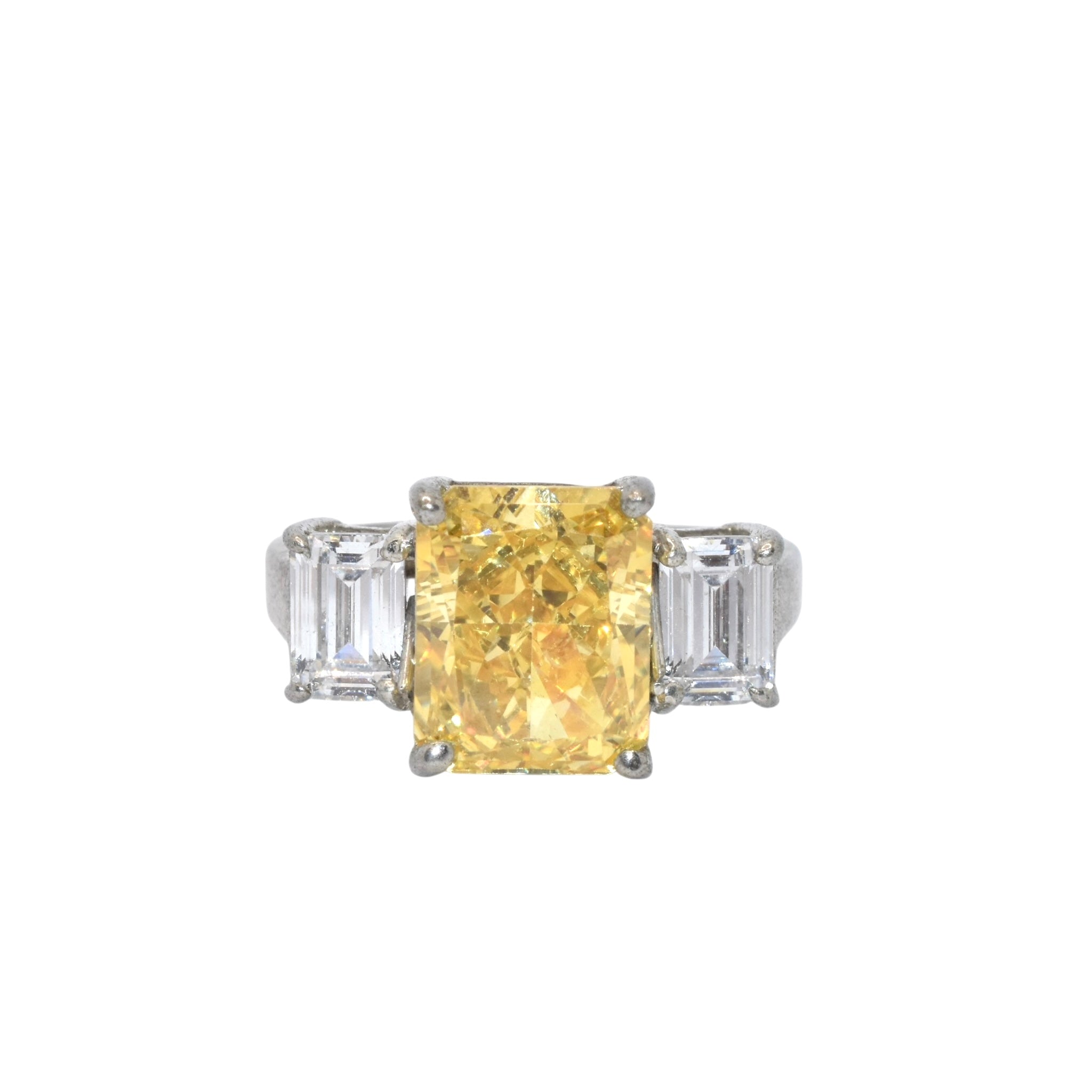 Yellow Coloured Triple Stone Ring