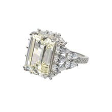 Pale Yellow Coloured Emerald Cut Ring