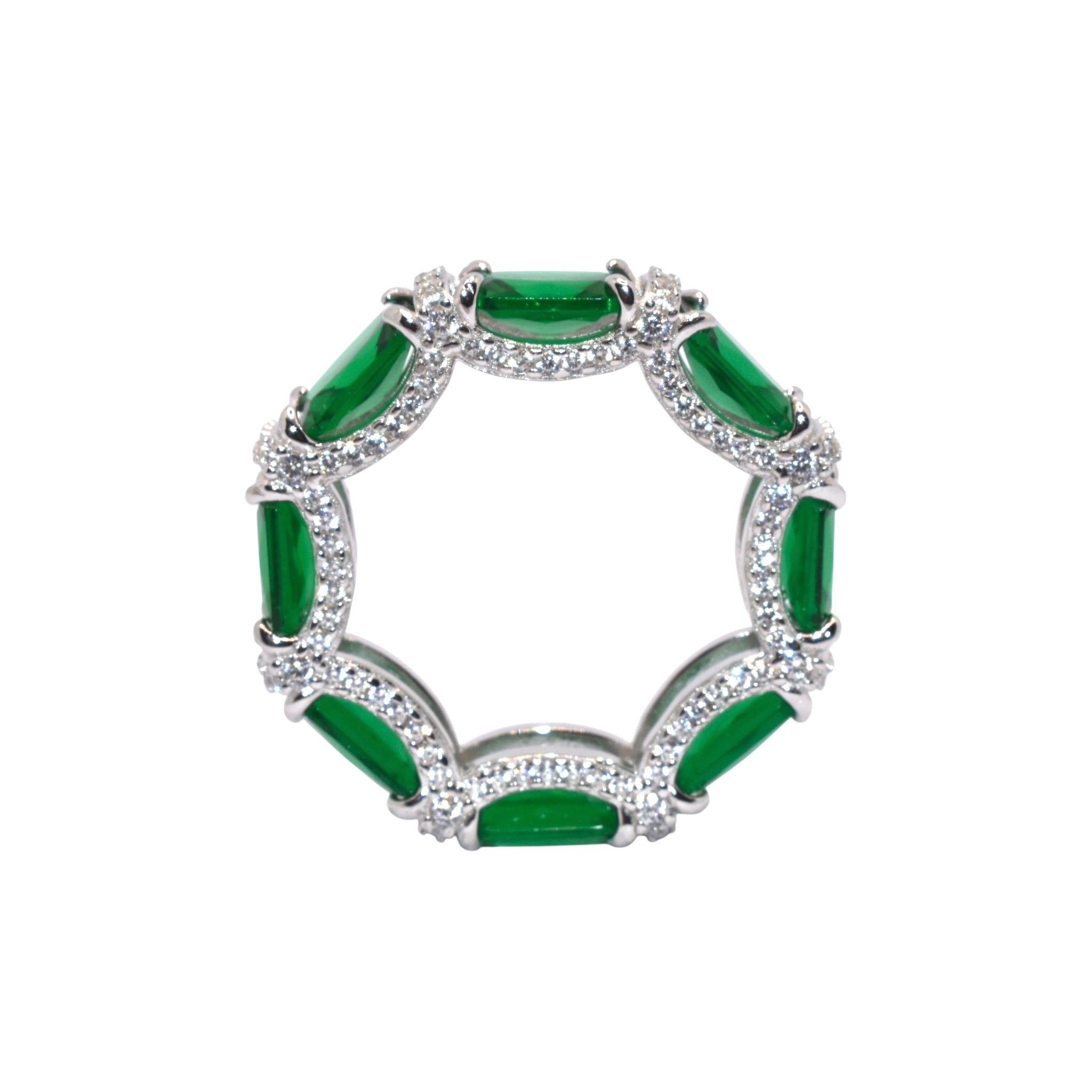 Emerald Coloured Emerald Cut Ring