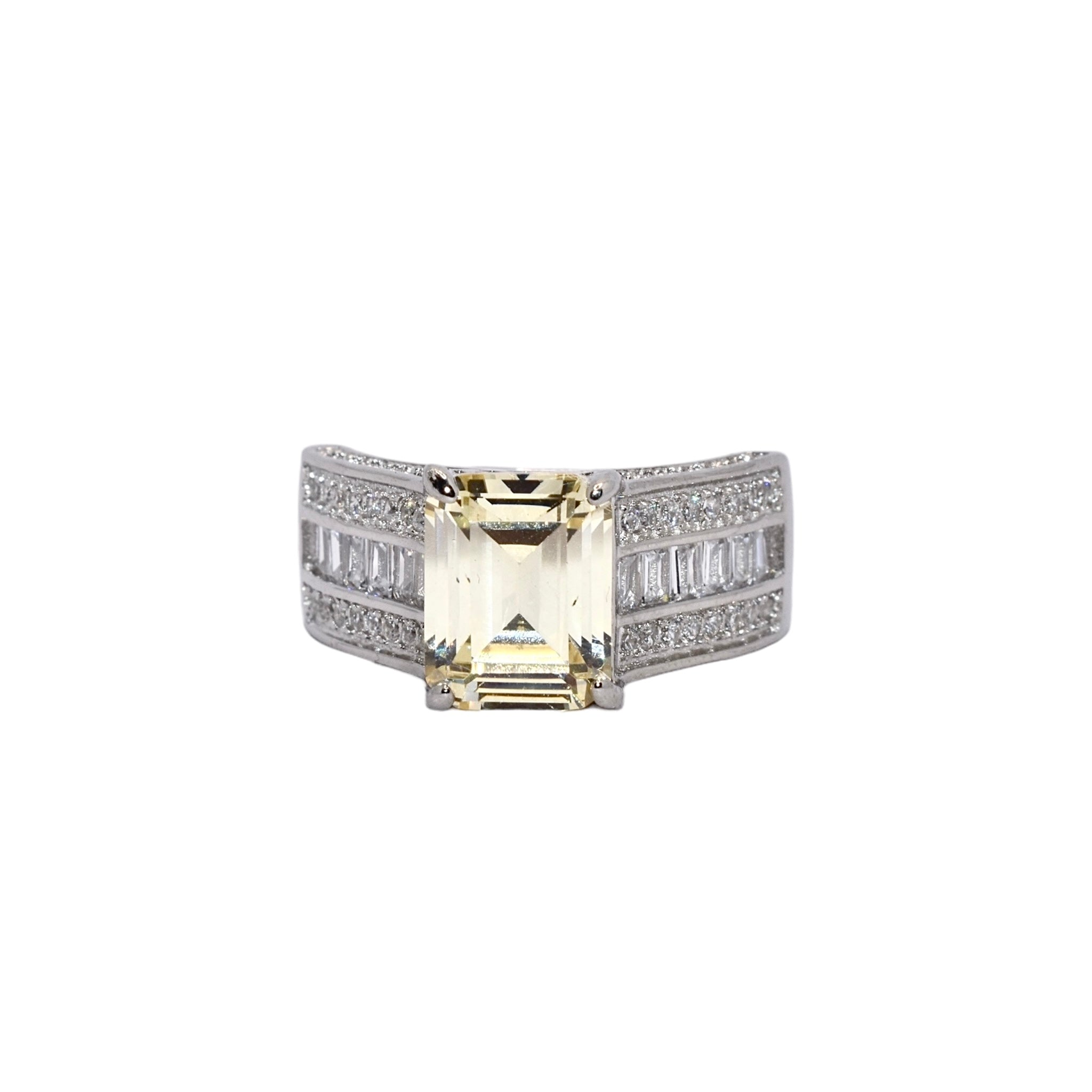 Topaz Coloured Emerald Cut Ring