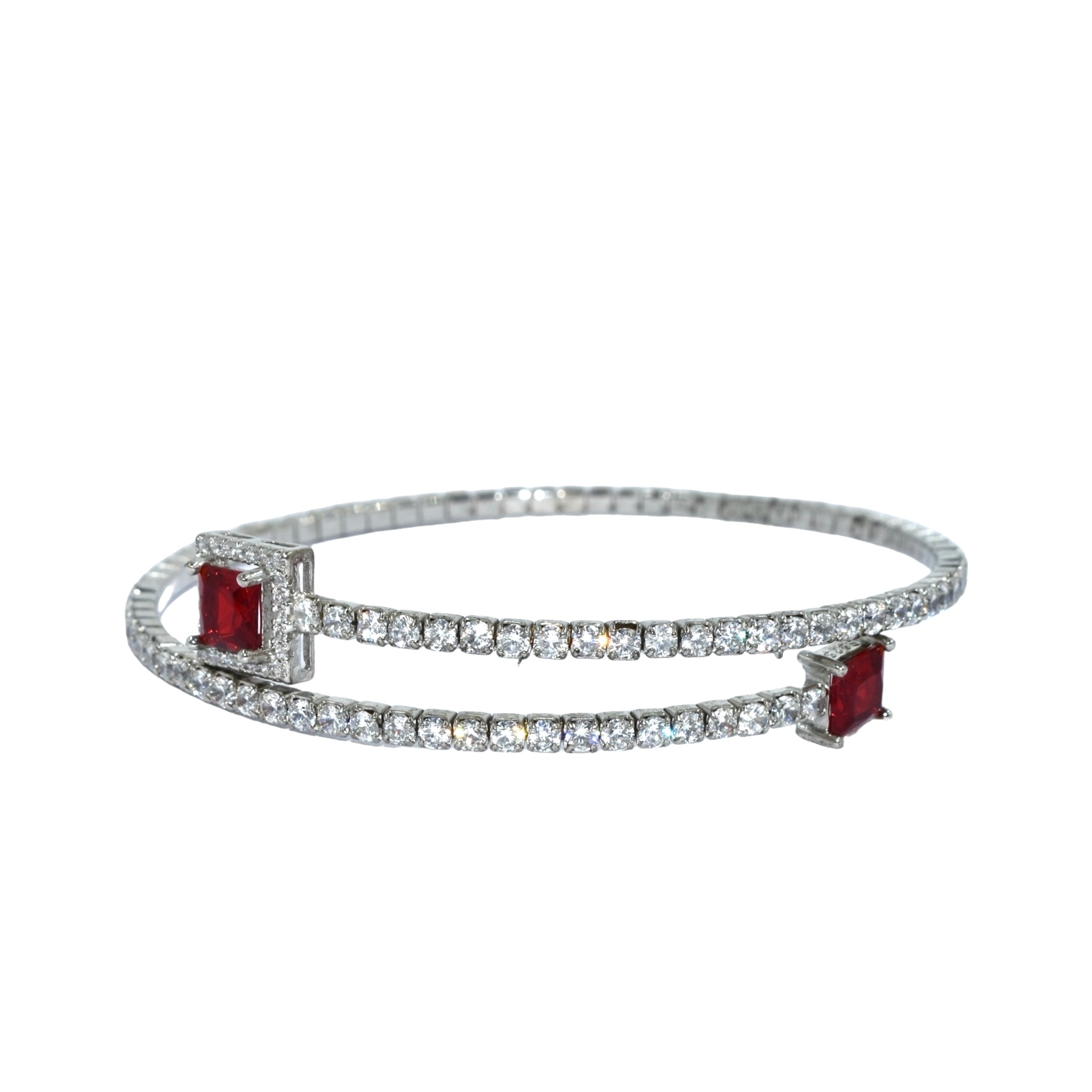 Ruby Coloured Cushion Bracelet