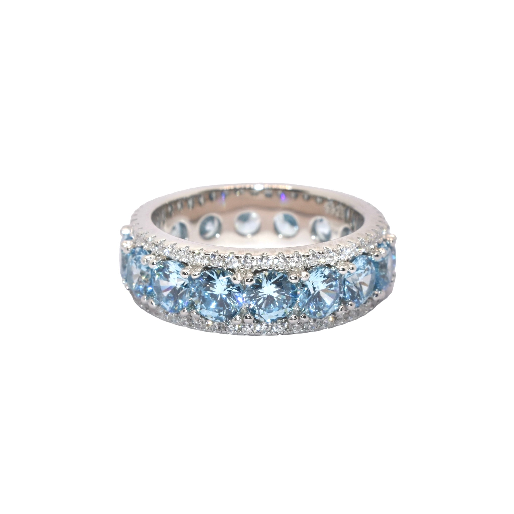 Aquamarine coloured band ring