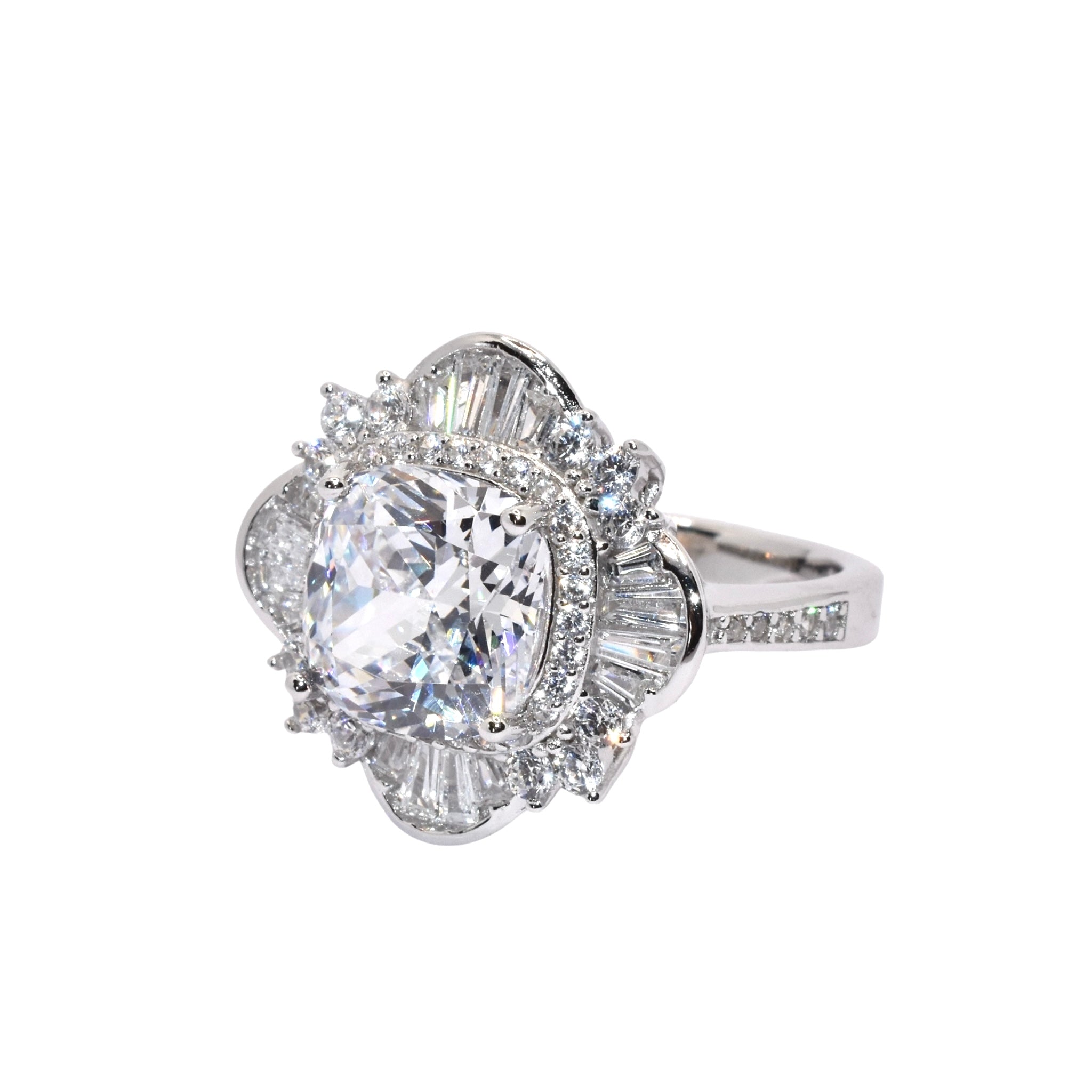 Cushion Cut Baguette Ring