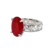Ruby Coloured Oval Shape Cocktail Ring