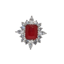 Ruby Coloured Emerald Cut Ring
