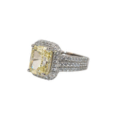 Yellow Coloured Emerald Cut Ring