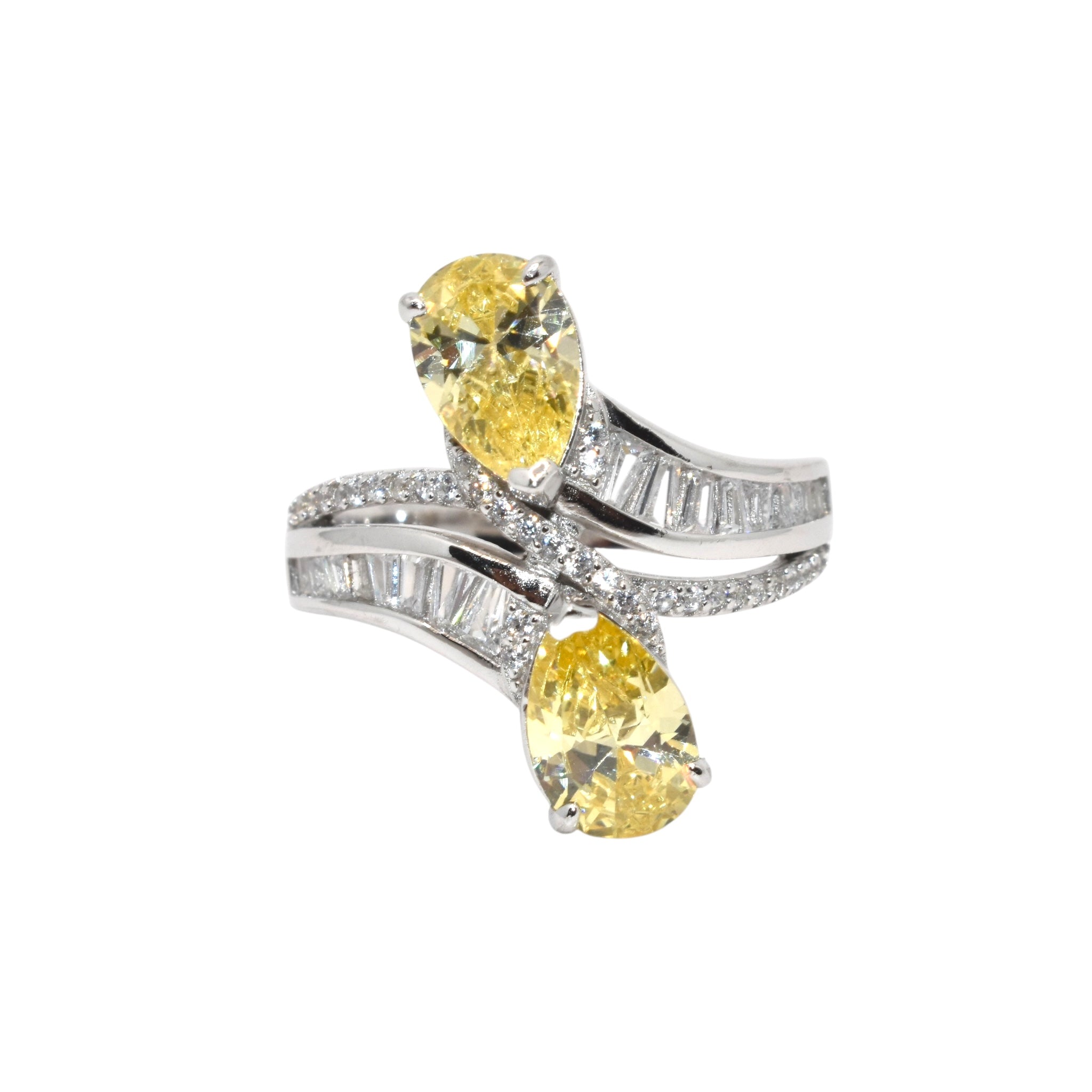 Yellow Coloured Pear Shape Ring