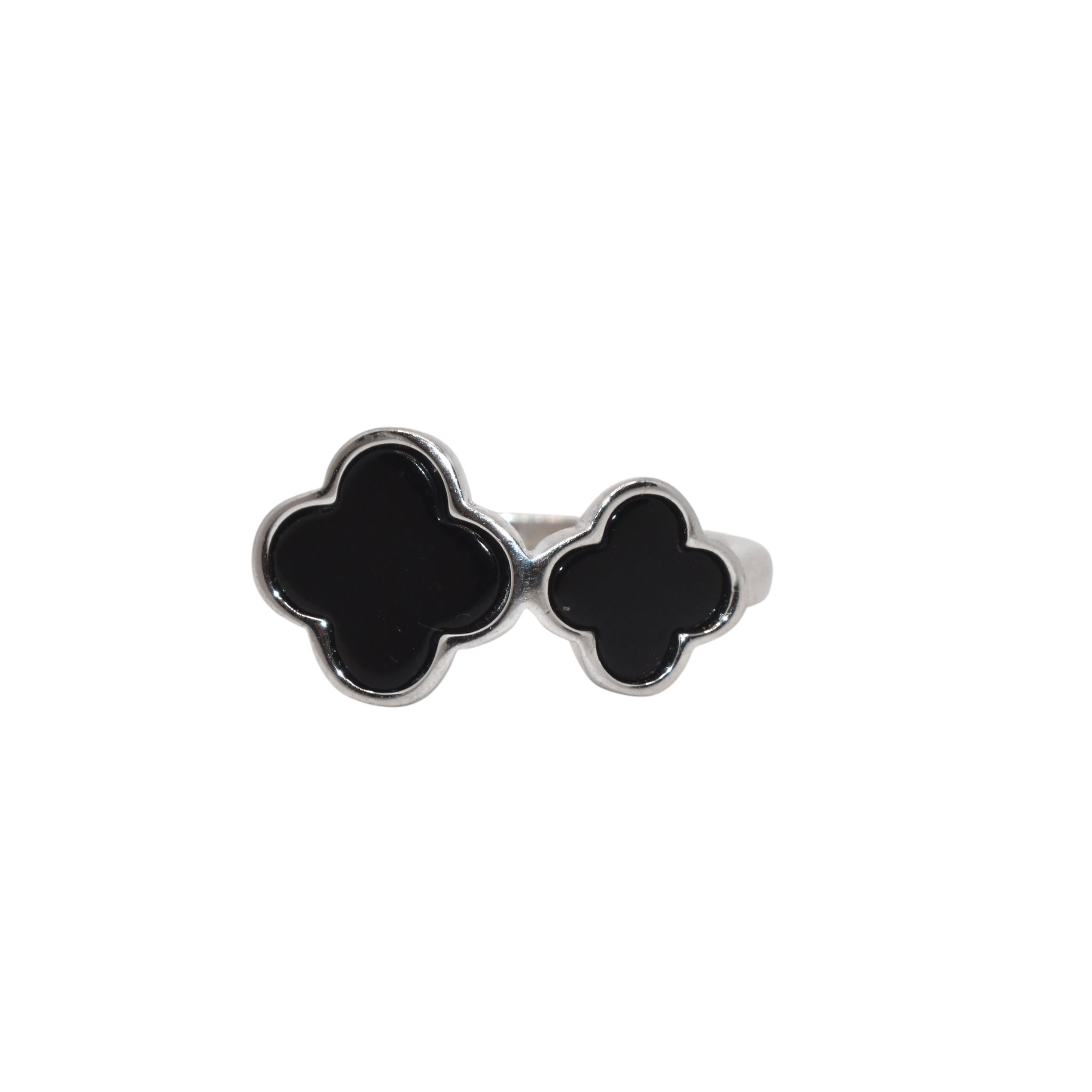Black Coloured Dual Clover Shape Ring