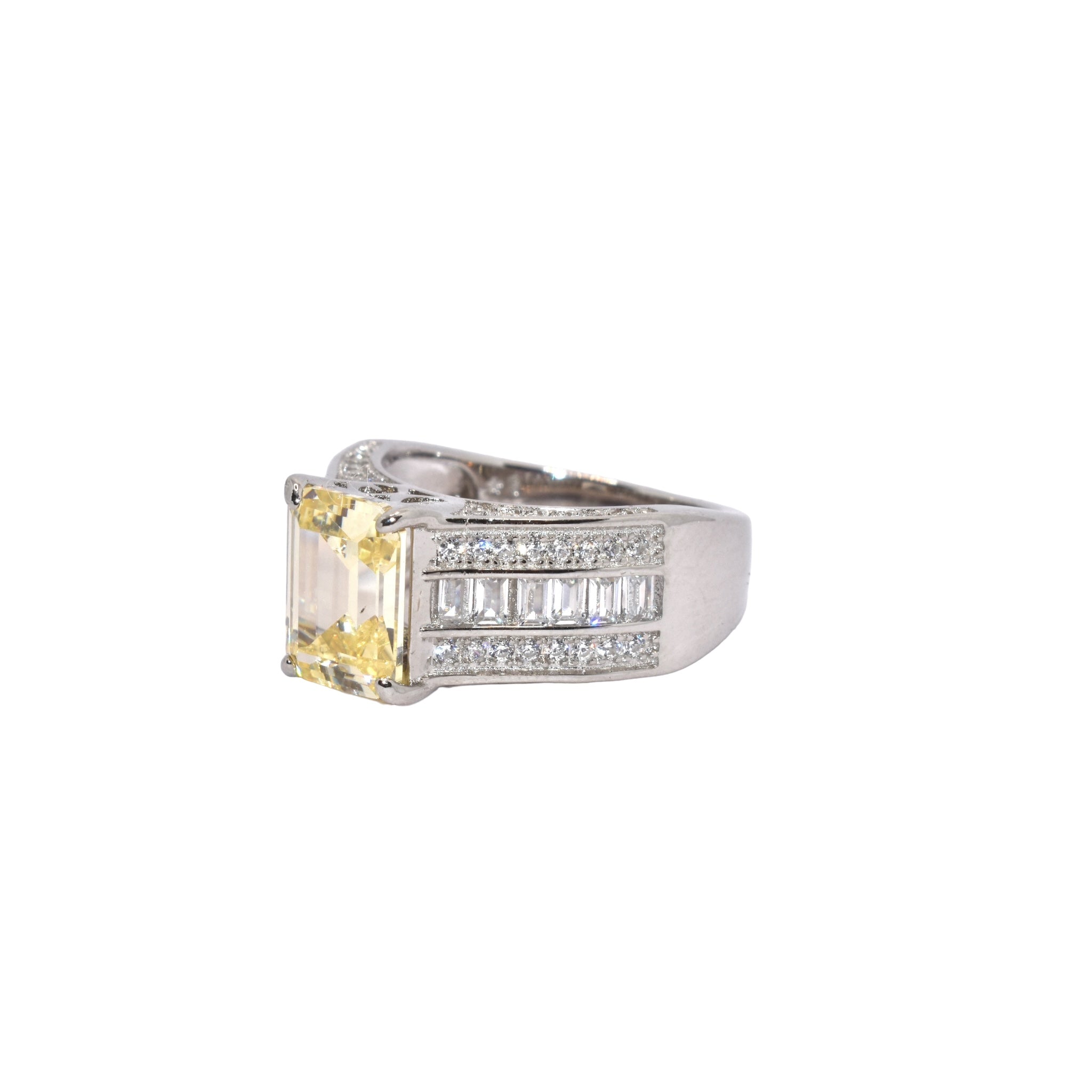 Topaz Coloured Emerald Cut Ring