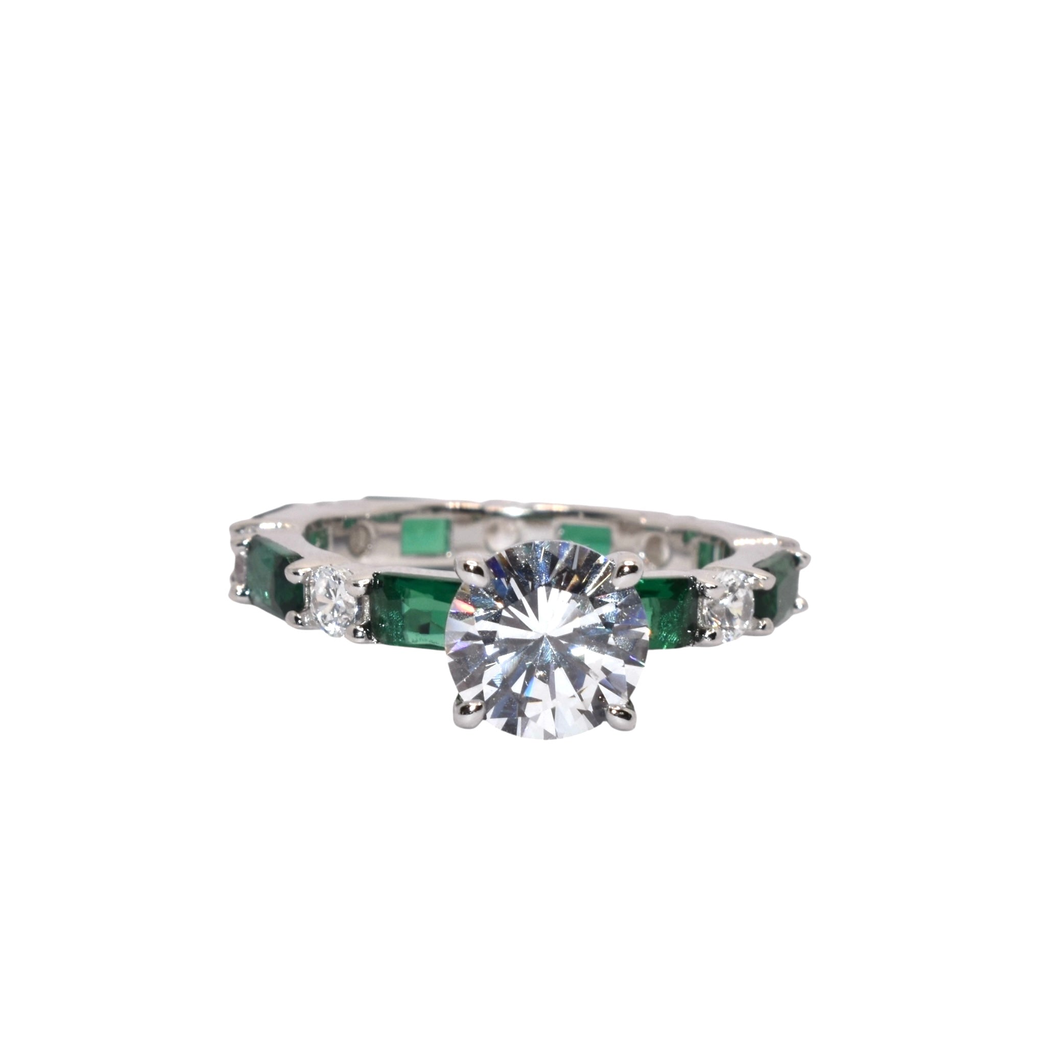 Emerald Coloured Solitaire Ring