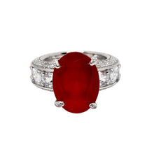 Ruby Coloured Oval Shape Cocktail Ring