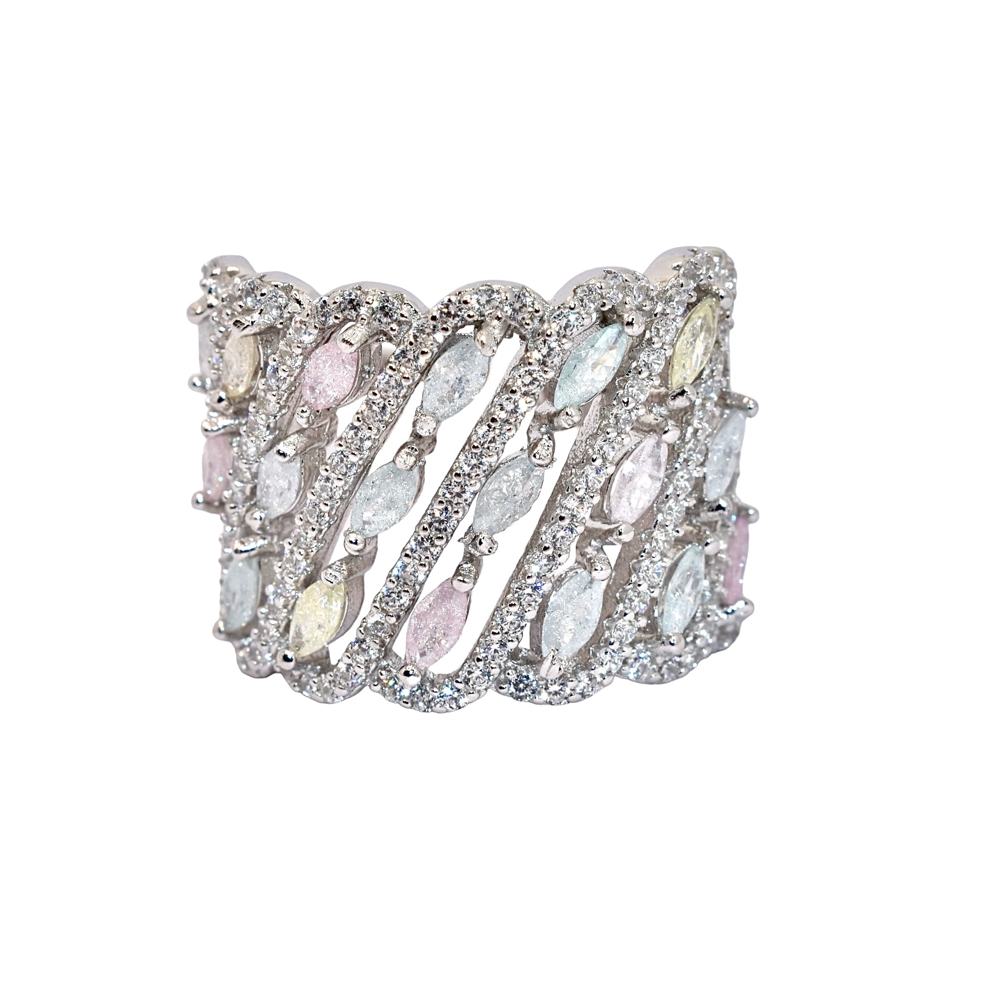 Pastel Coloured Half Band Ring