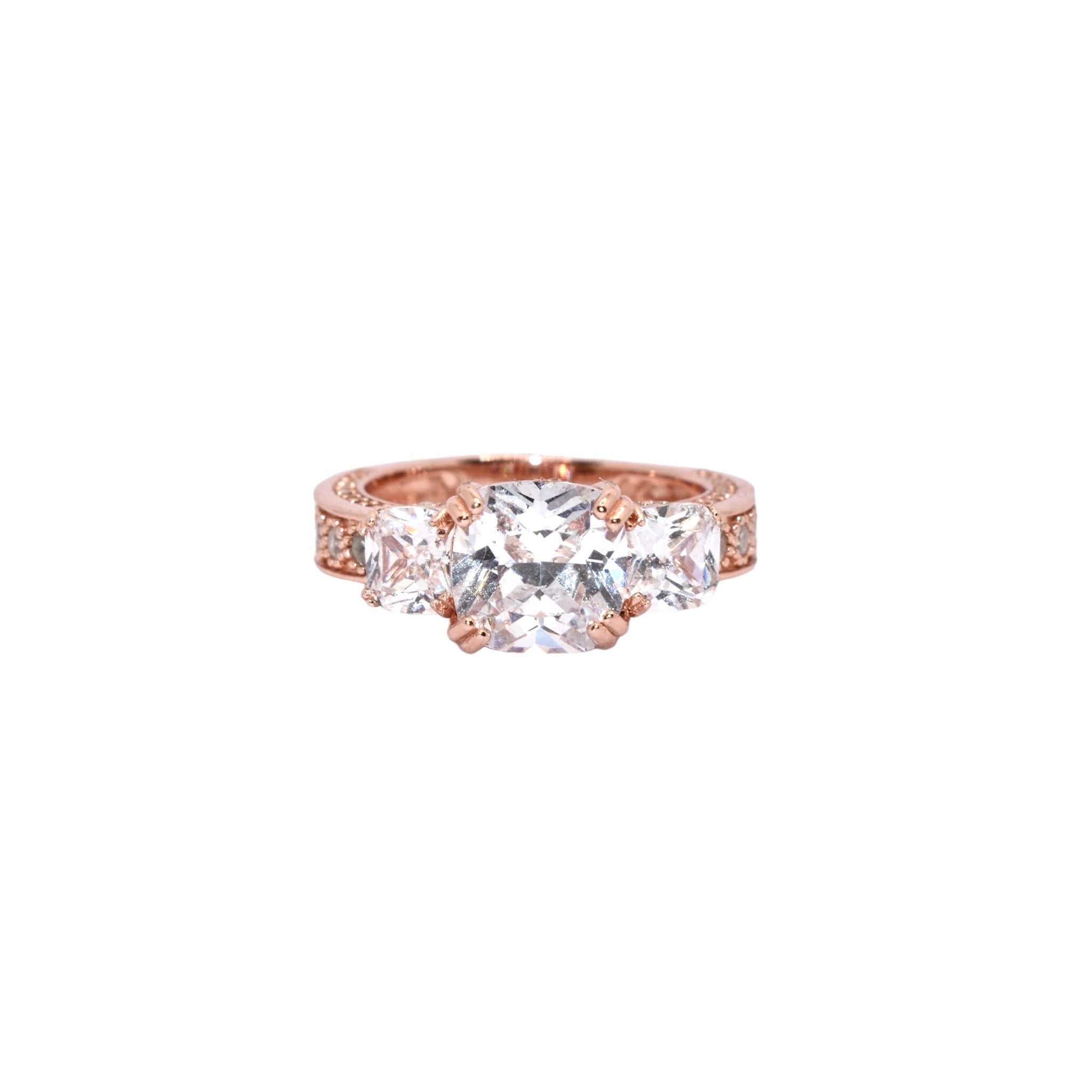 Triple Stone Rose Gold Ring