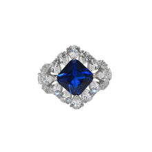 Sapphire  Coloured Cushion Cut Ring