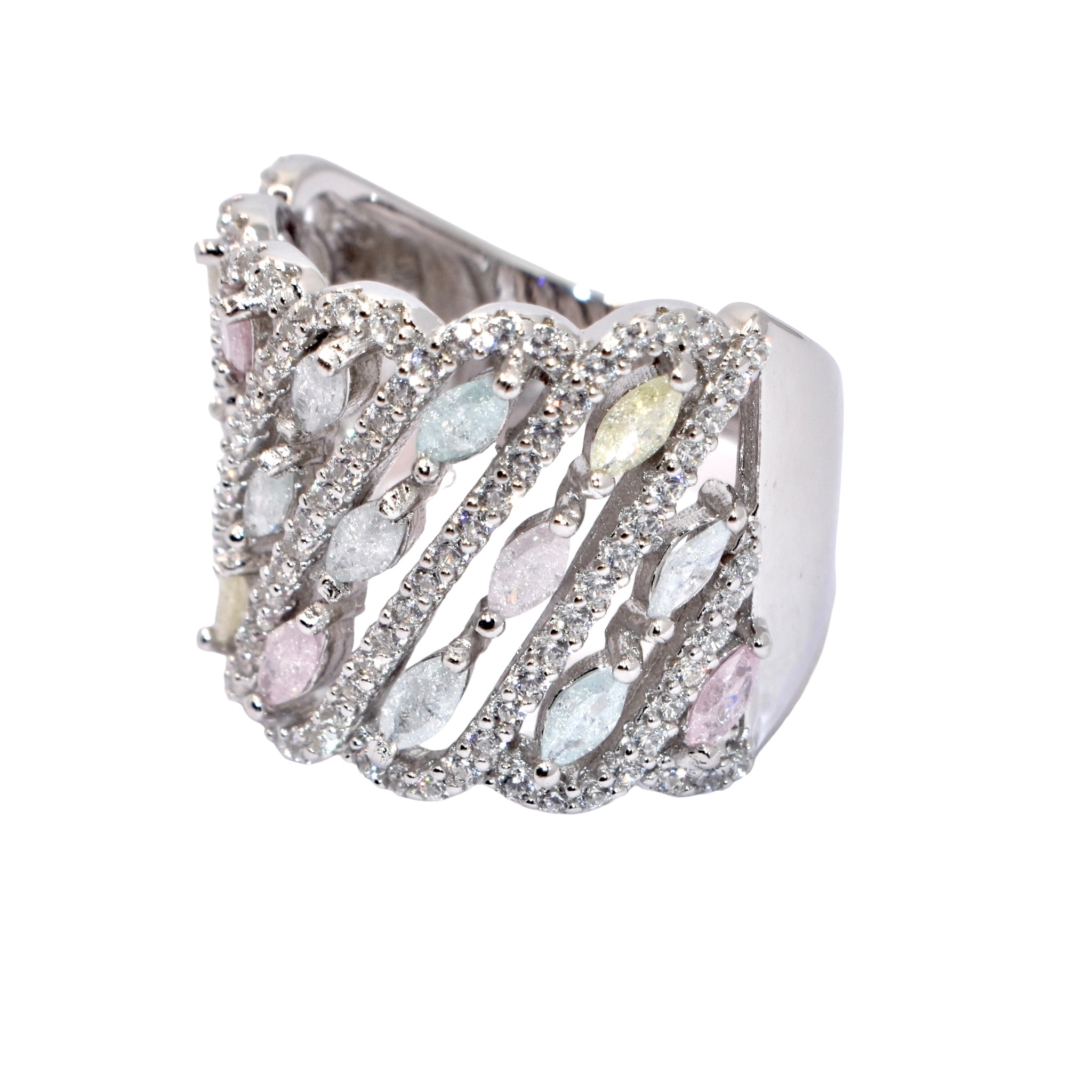 Pastel Coloured Half Band Ring