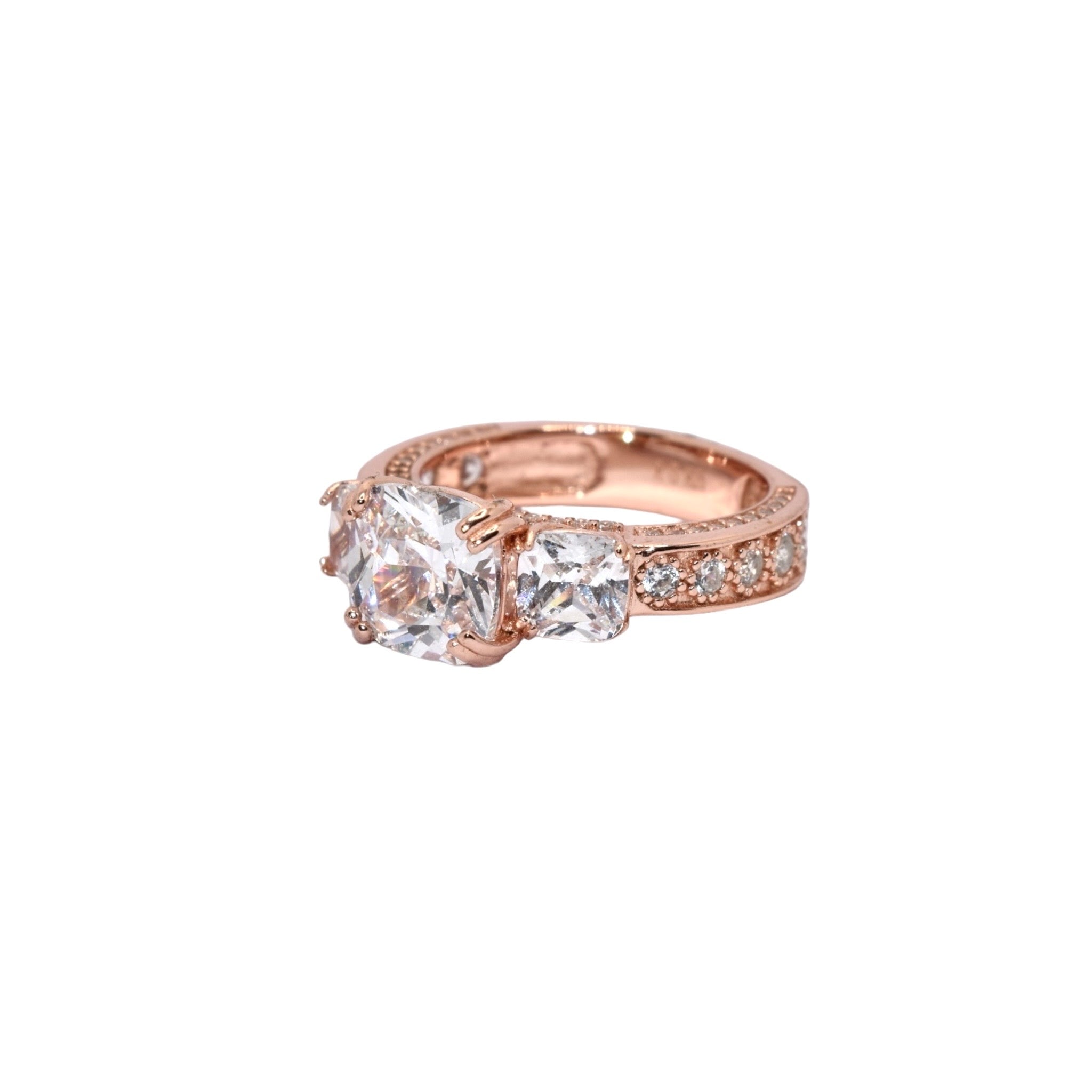 Triple Stone Rose Gold Ring