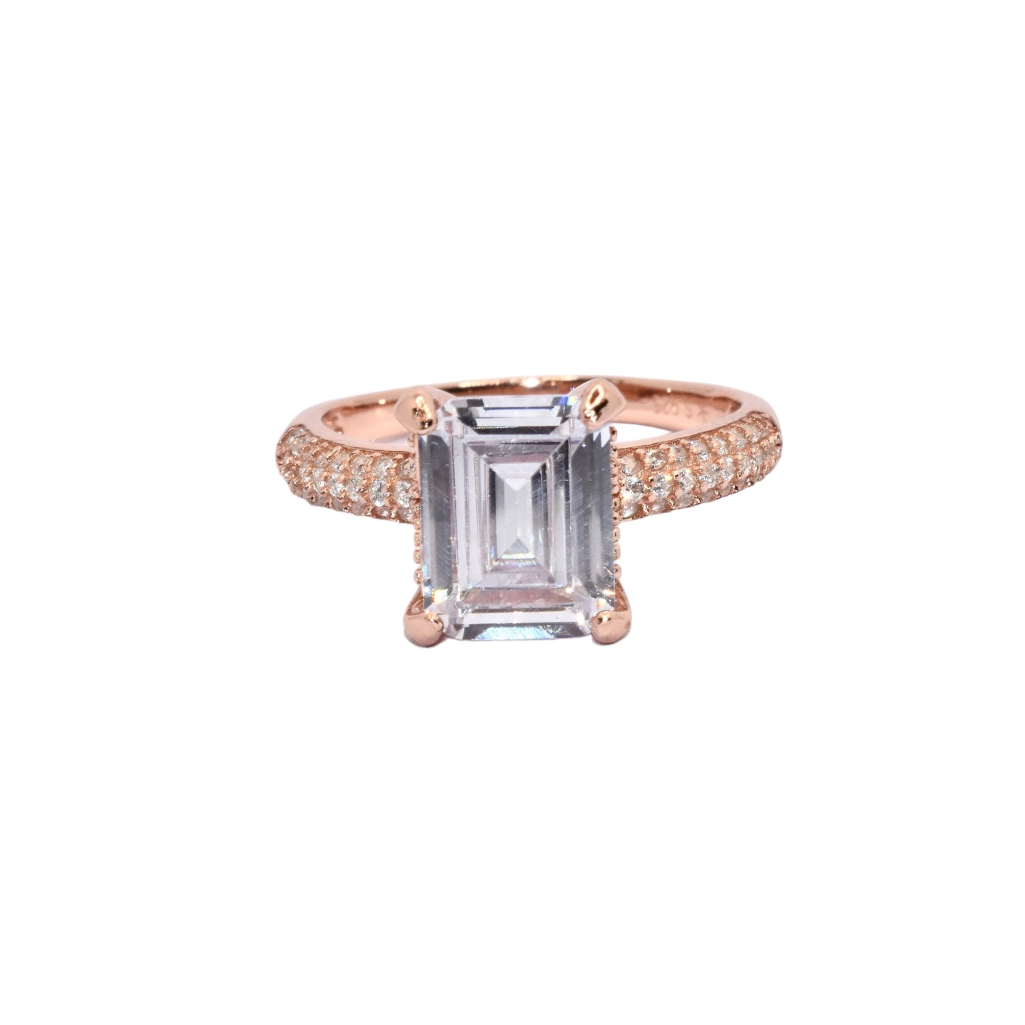 Rose Gold Emerald Cut Ring