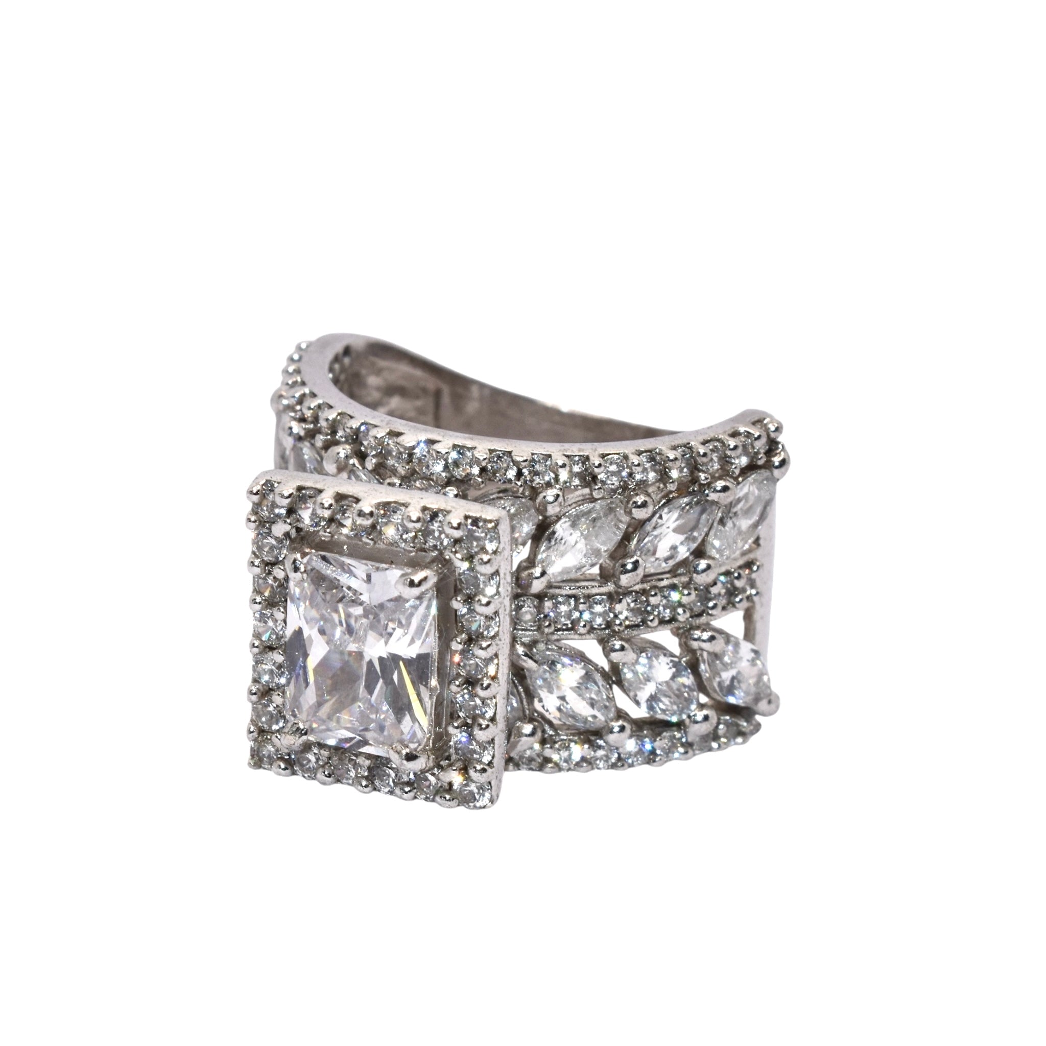 Halo Emerald Cut Cocktail Ring