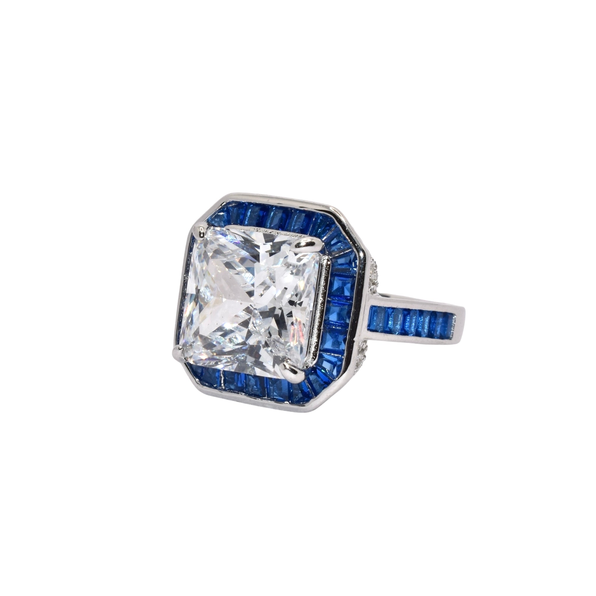 Cushion Cut Ring With Sapphire Finish