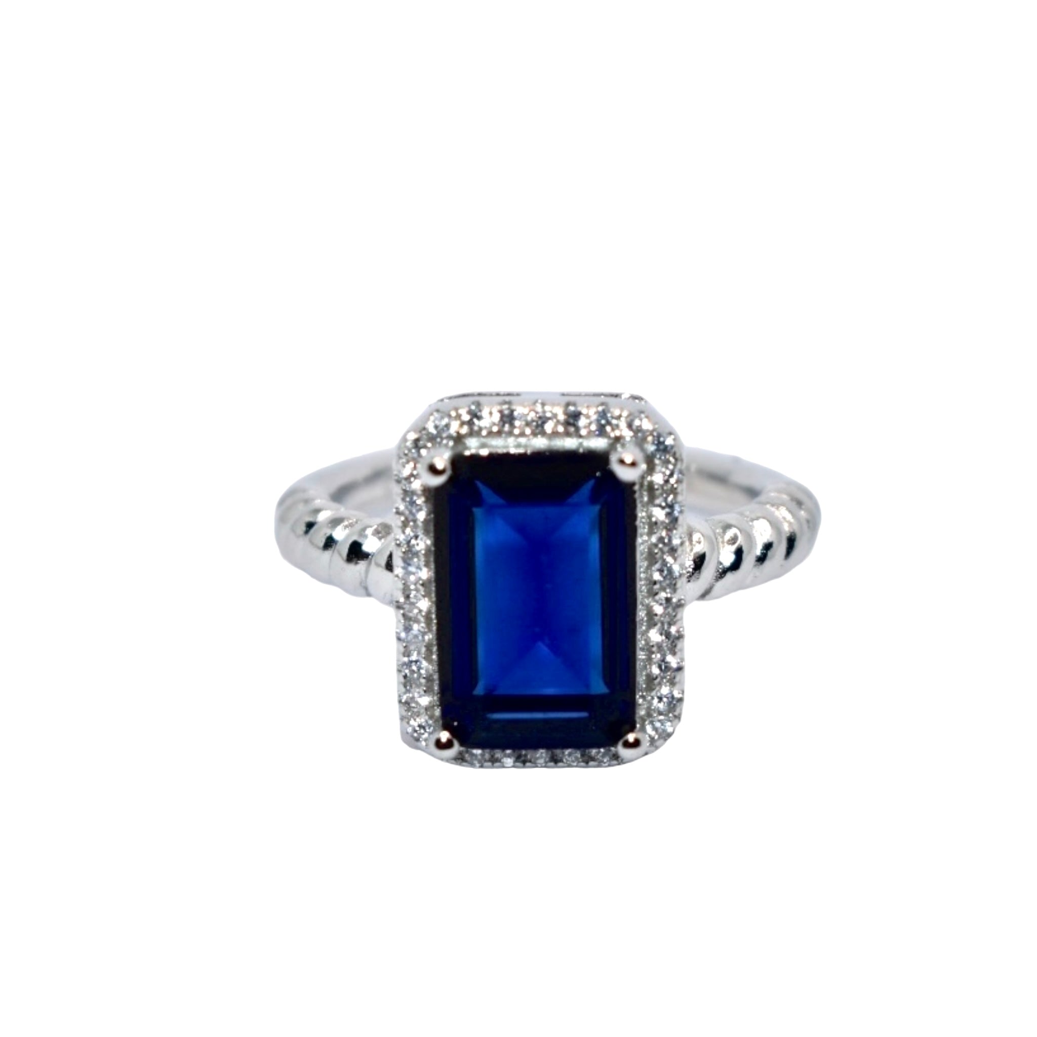 Halo Sapphire Coloured Ring