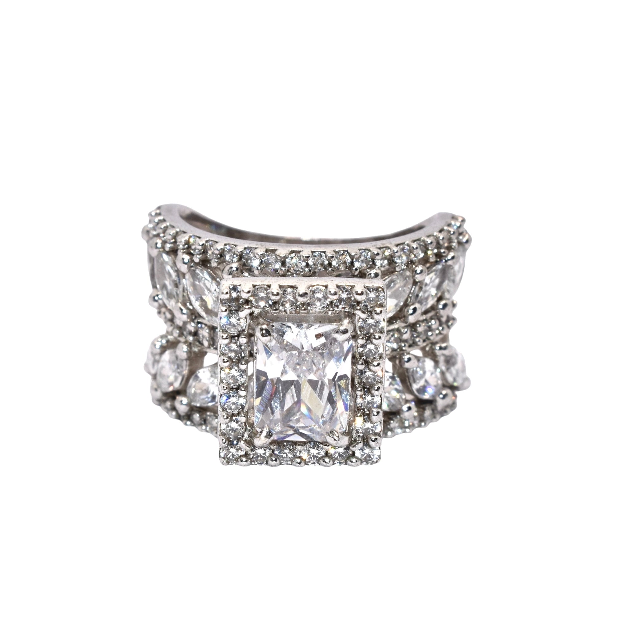 Halo Emerald Cut Cocktail Ring