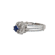 Sapphire Coloured Tower Solitaire Ring