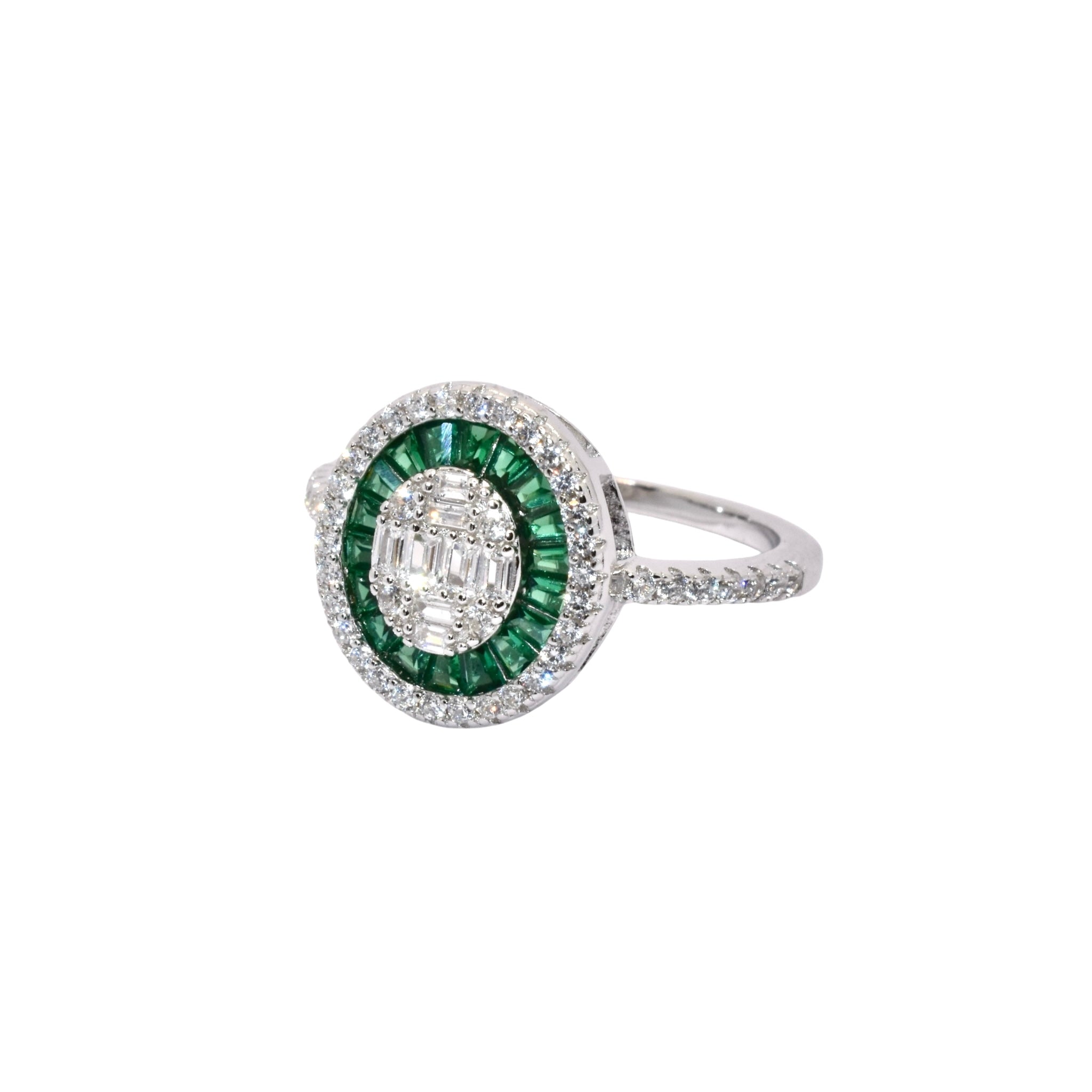 Emerald Coloured Oval Shape Ring