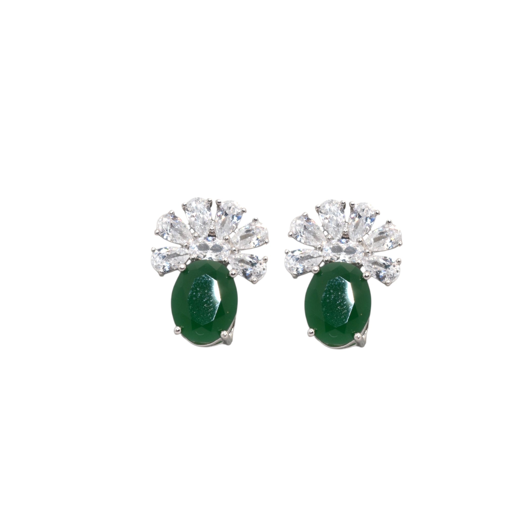 Oval Emerald Coloured Studs